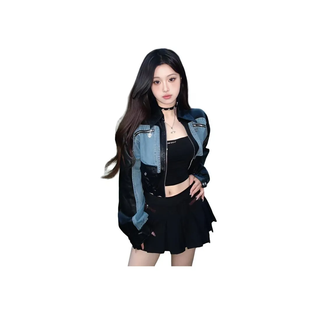 MARTHENAUT Черный Пэчворк Деним Унисекс Куртки