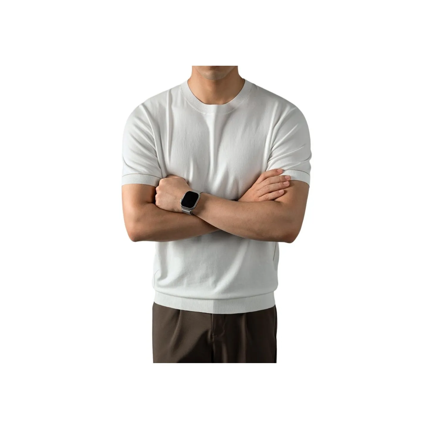 PERDONTOO Трикотаж Высококачественный Светлый Роскошный Французский Короткий Рукав Т-Рубашка Мужская