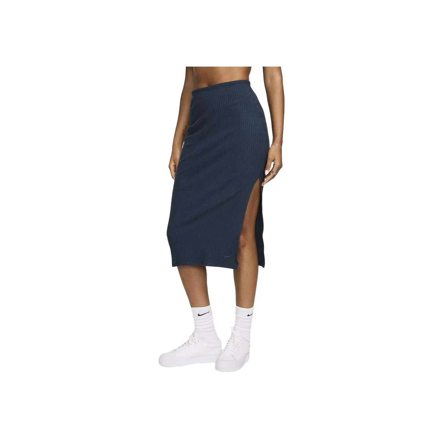 nike Sportswear CHILL Rib Casual Long Skirt Women's Arsenal Marine Арсенал Marine