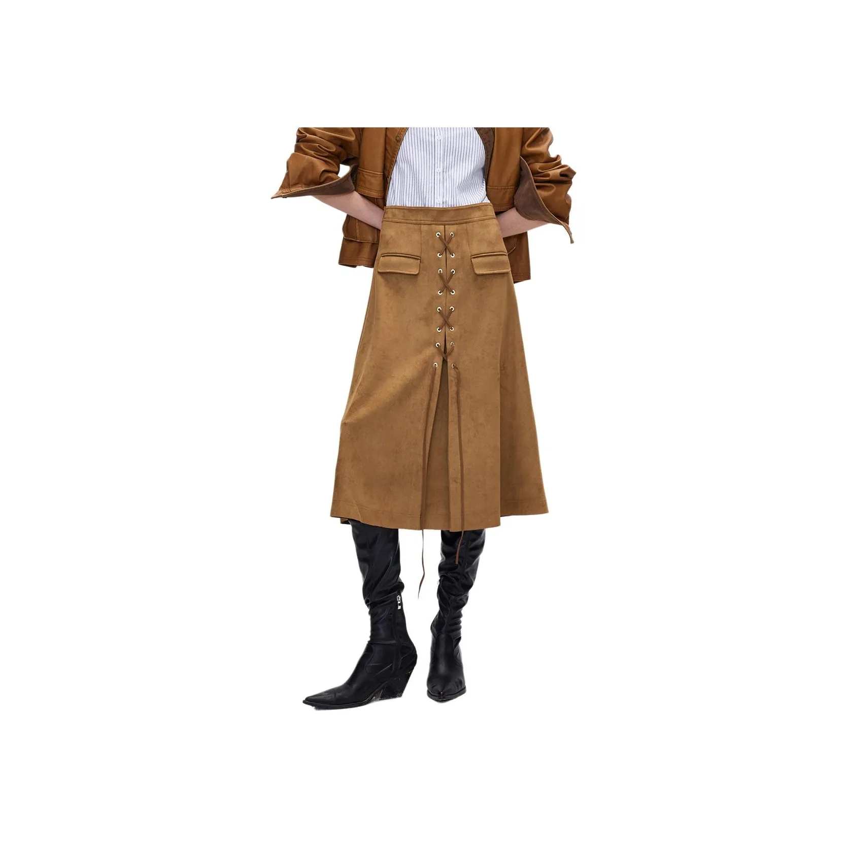 ONLY Denim Long Skirts Women's E13 Tobacco Brown
