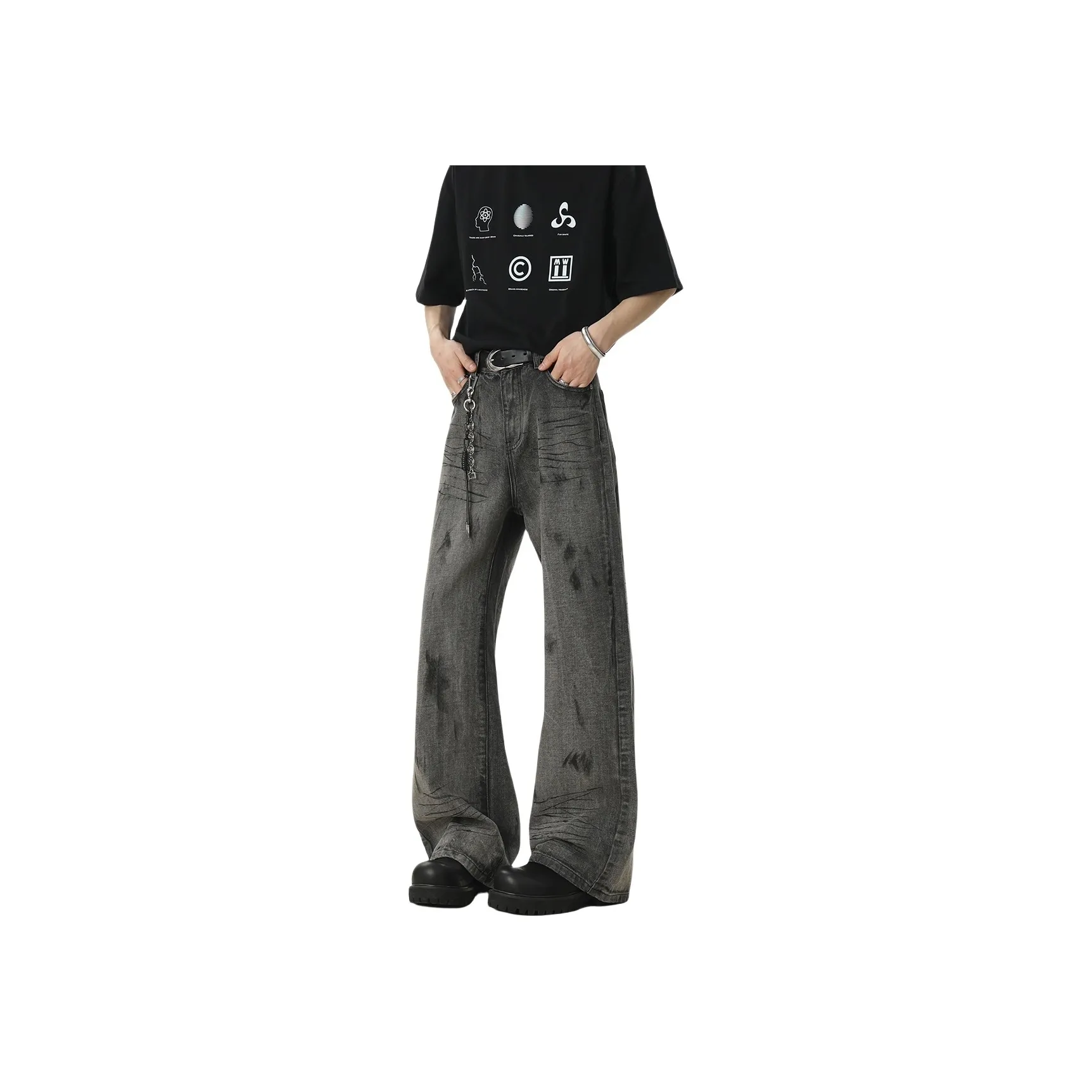WARNING LIGHT Jeans Unisex Wasteland Gray