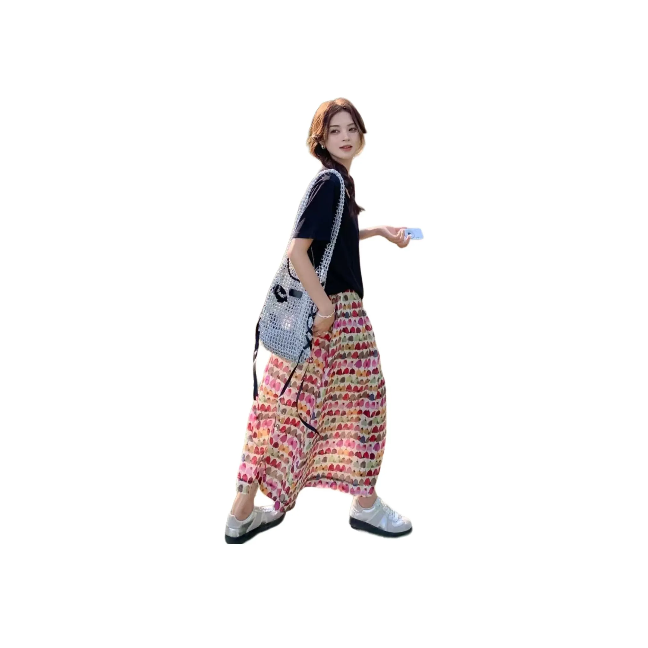 Wbwq Белый Женские Повседневные Длинные Юбки