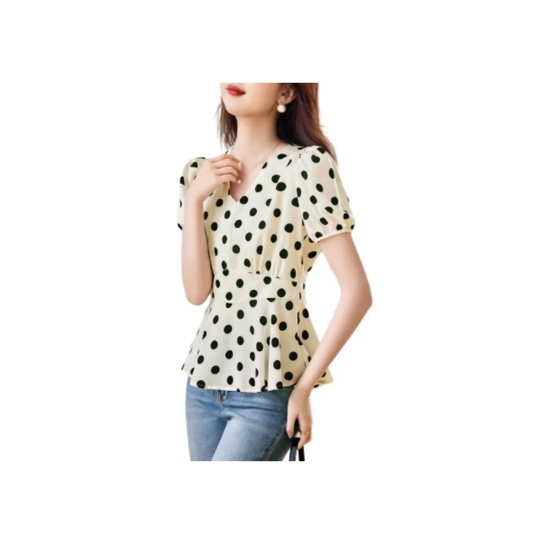 XWI Рубашка Женская Черный Белый Горох