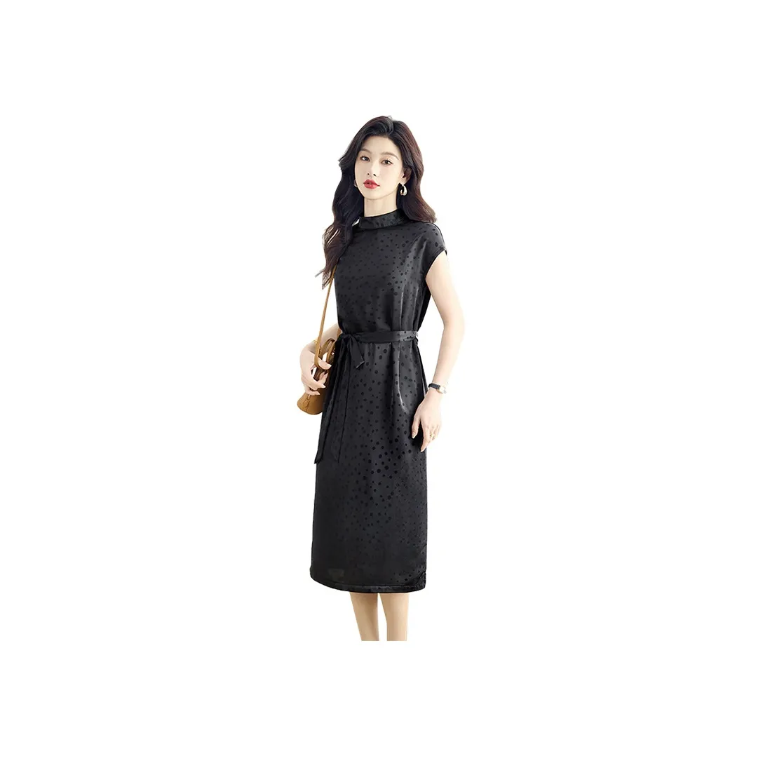 Cypress House Short Sleeved Dress Women's Black Polka Dot