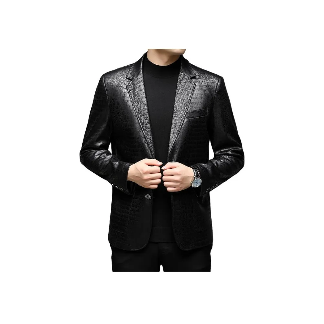 TAIZILONG Черные Мужские Кожаные Куртки