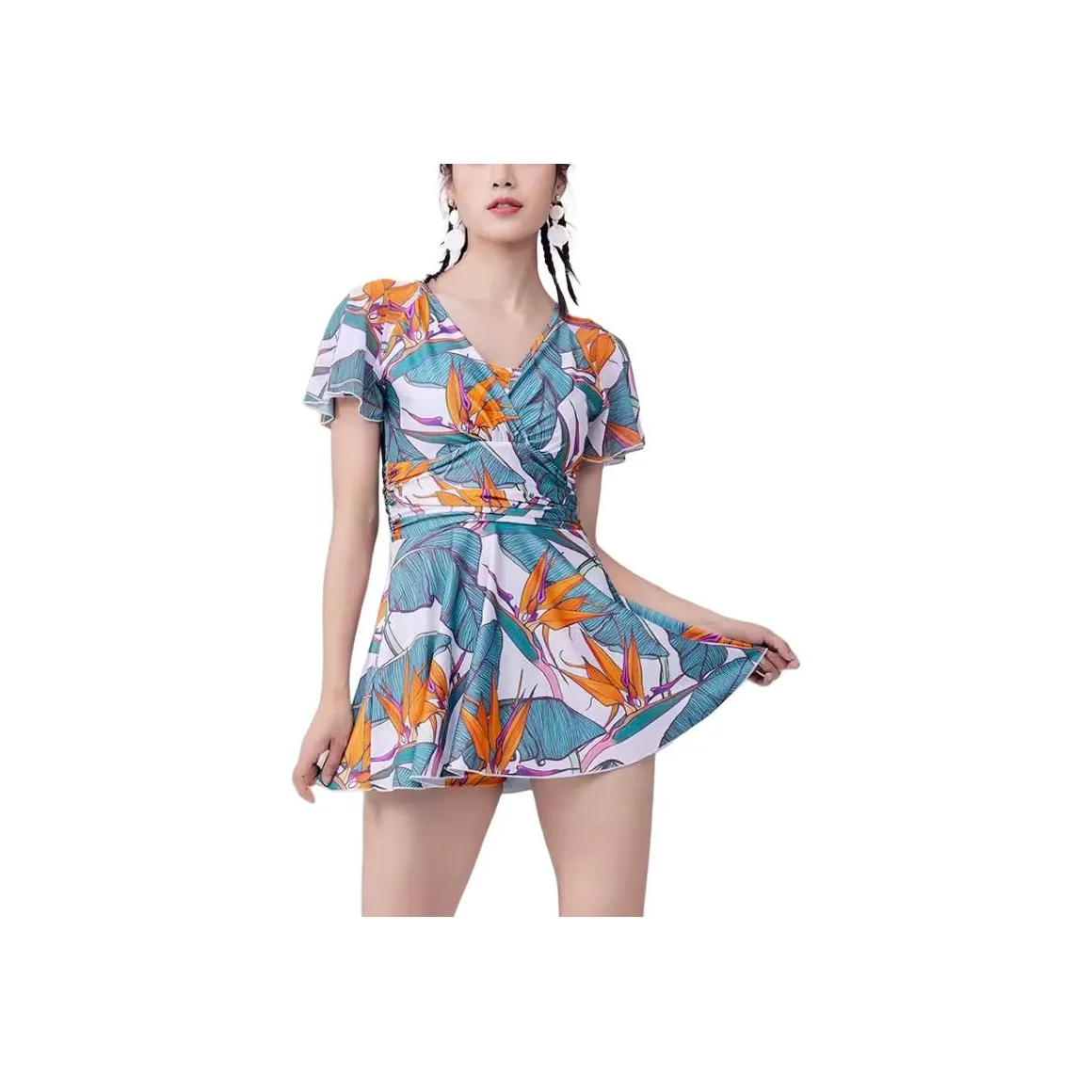 ZOKE Платья и юбки для плавания Женские Белые Подкладочная ткань Зеленая Оранжевая