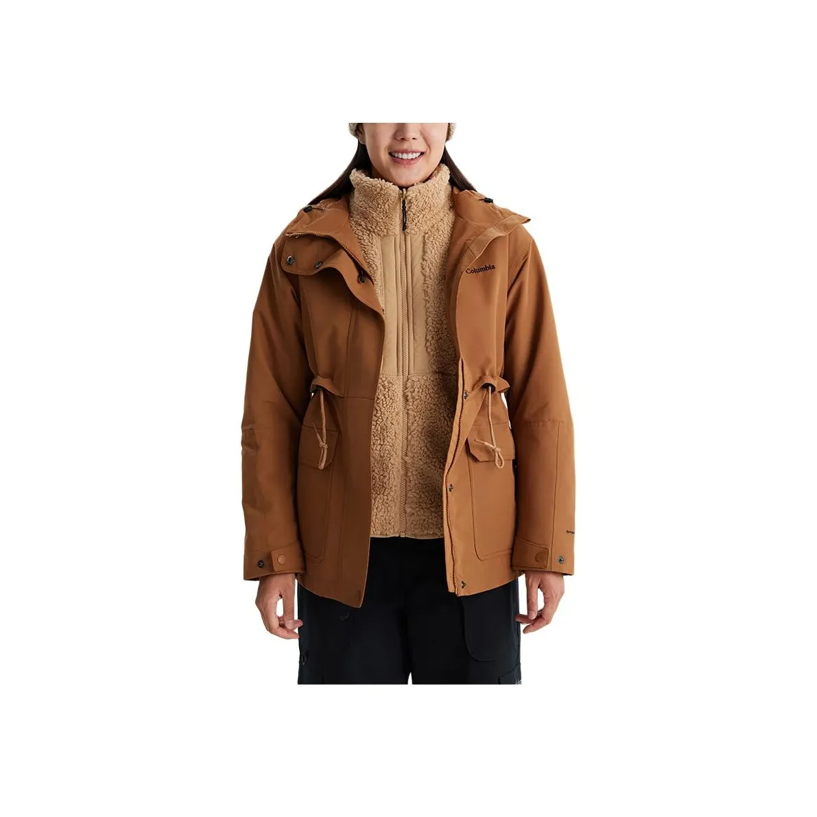 Columbia совместный бренд Casual Outdoor Поход Водонепроницаемый и Ветрозащитный для сохранения тепла Ветровка Женские Коричневый