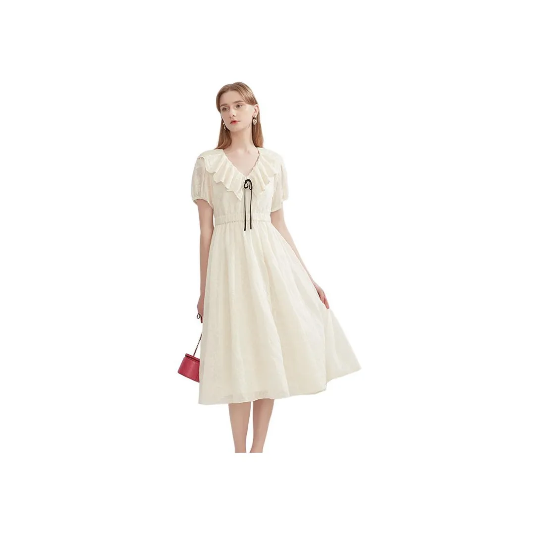 Caroline Короткий рукав Платье Женское Экрю