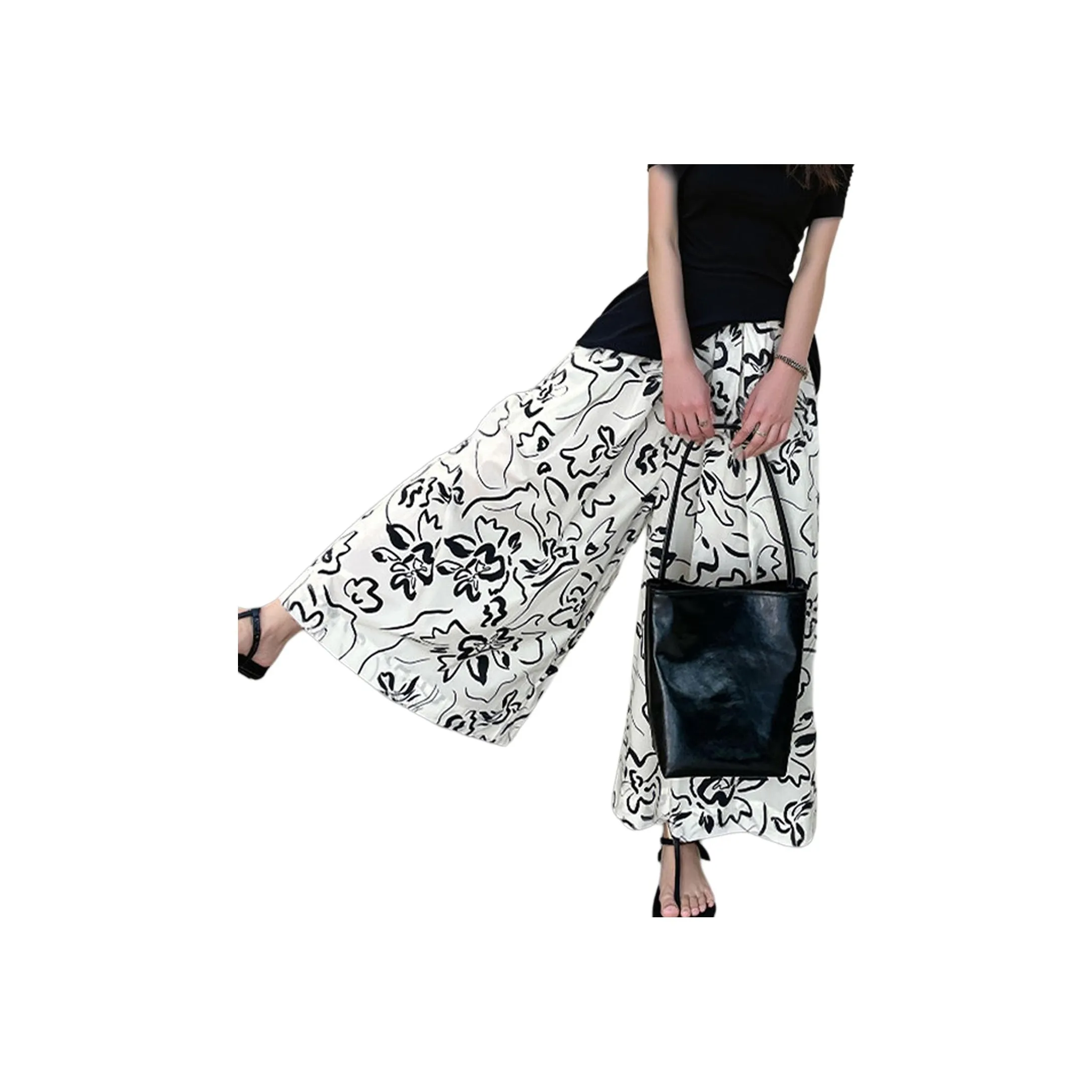 Wbwq Белое основание Цветочный Женские Повседневные брюки