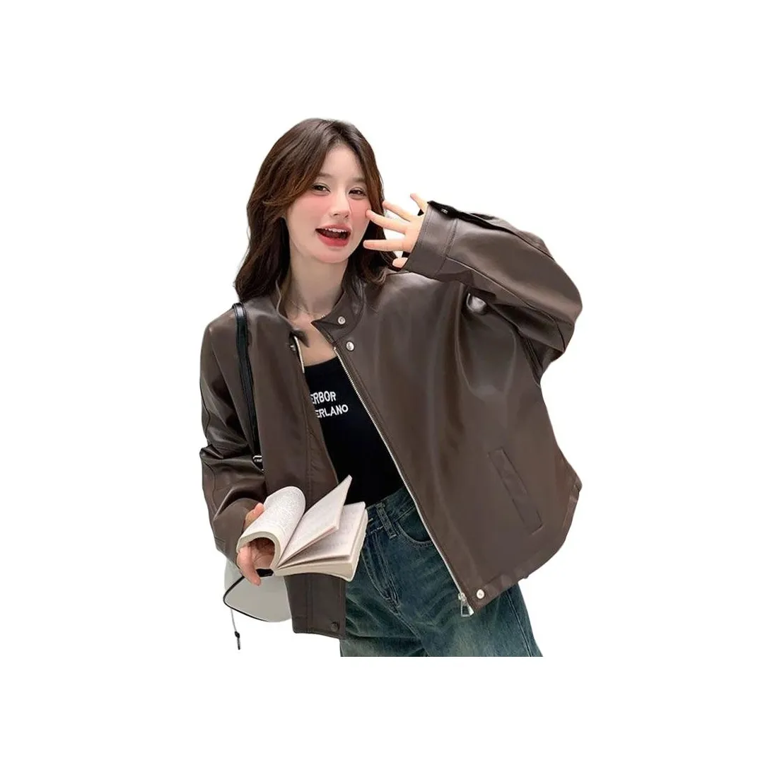 MINETTE Коричневый Женские Кожаные Куртки