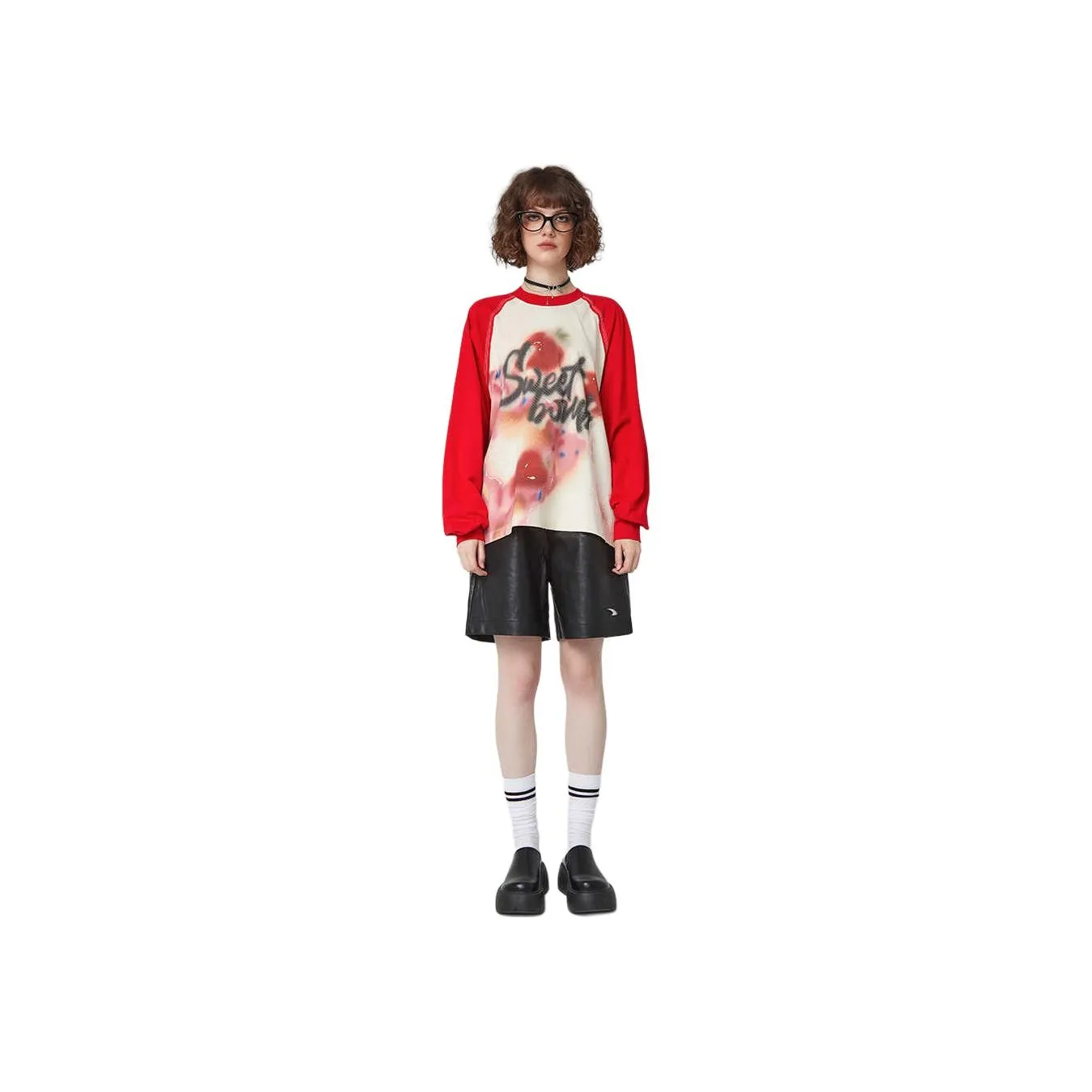 LALABOBO Raglan Sleeve T Shirt Women's Red