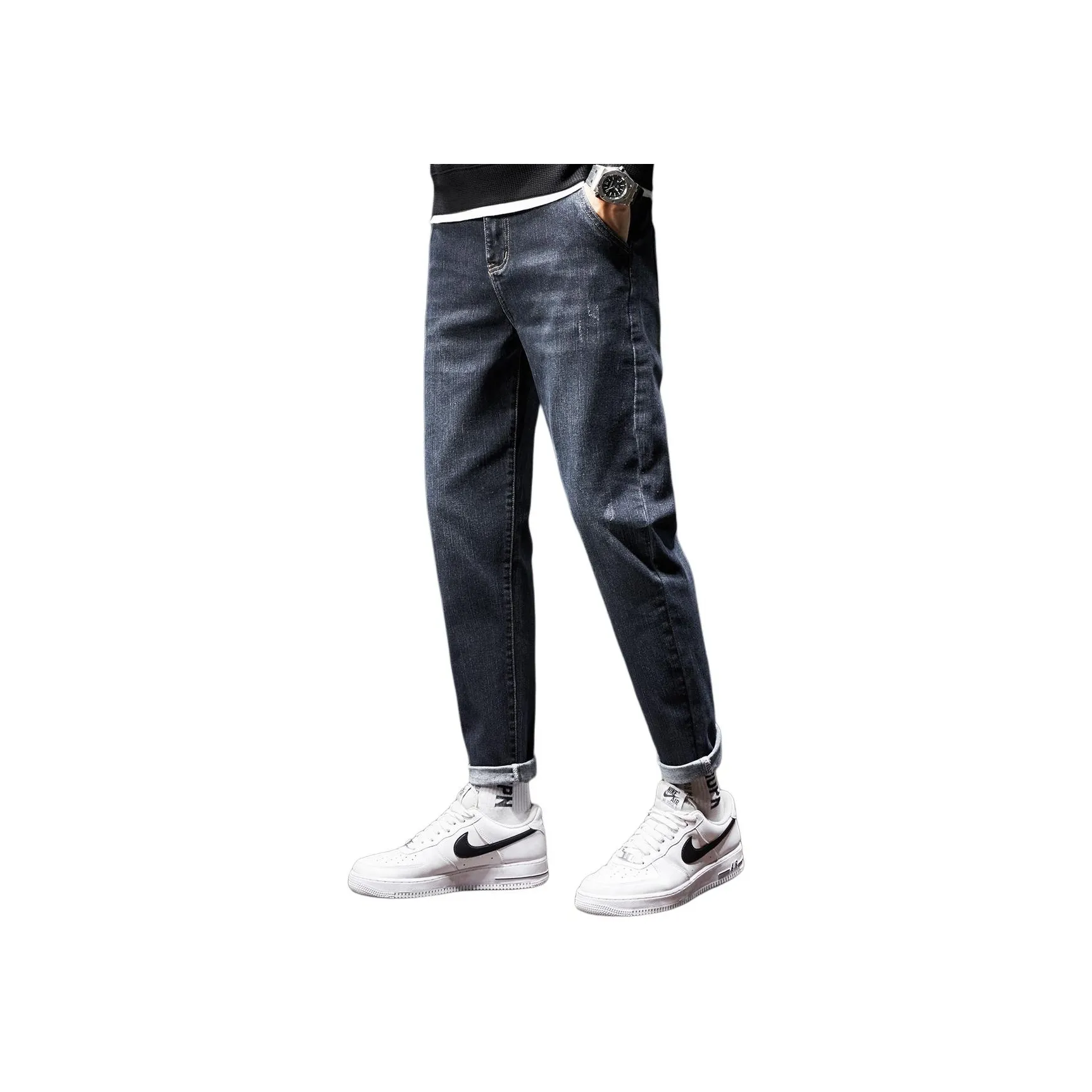 Tonlion Джинсы унисекс голубо-серого цвета