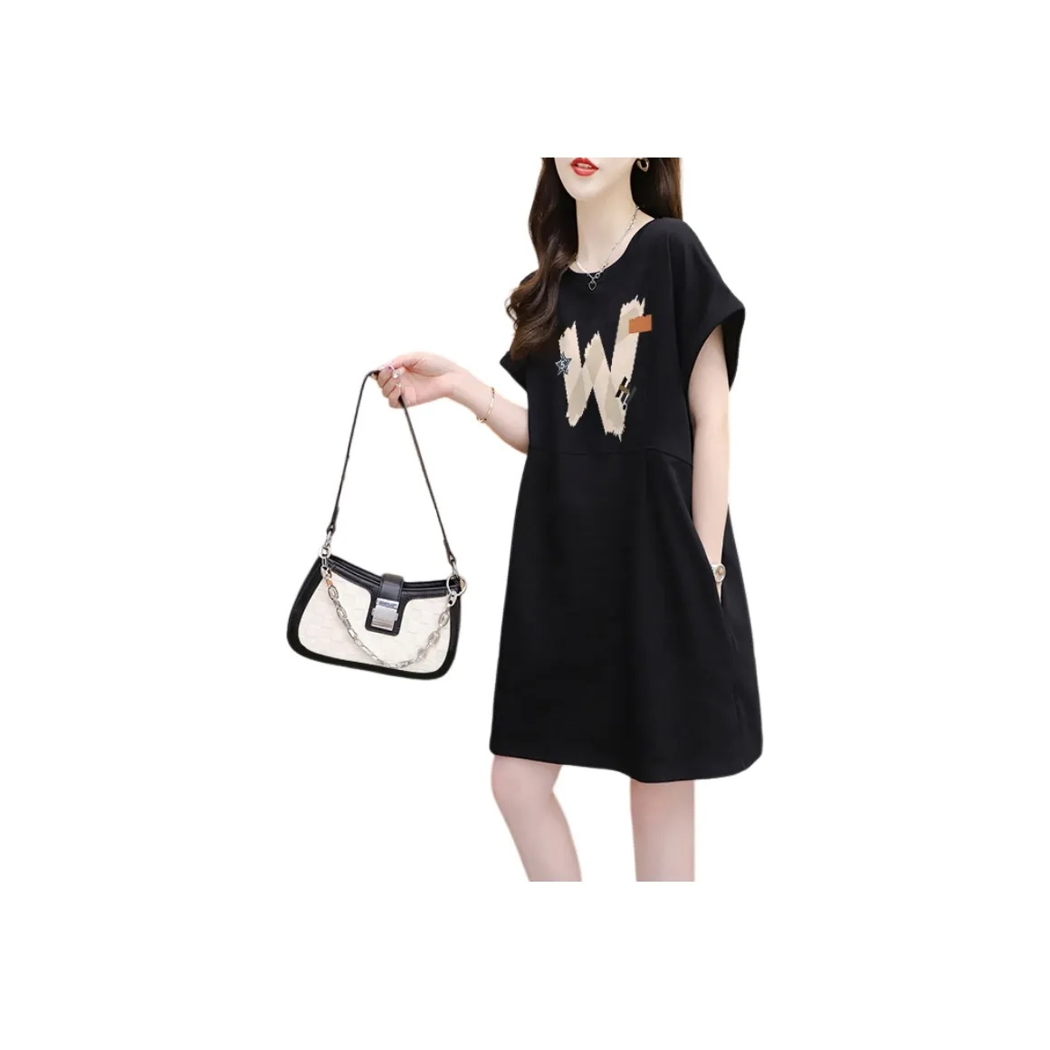YICHEN Короткое платье с короткими рукавами женское