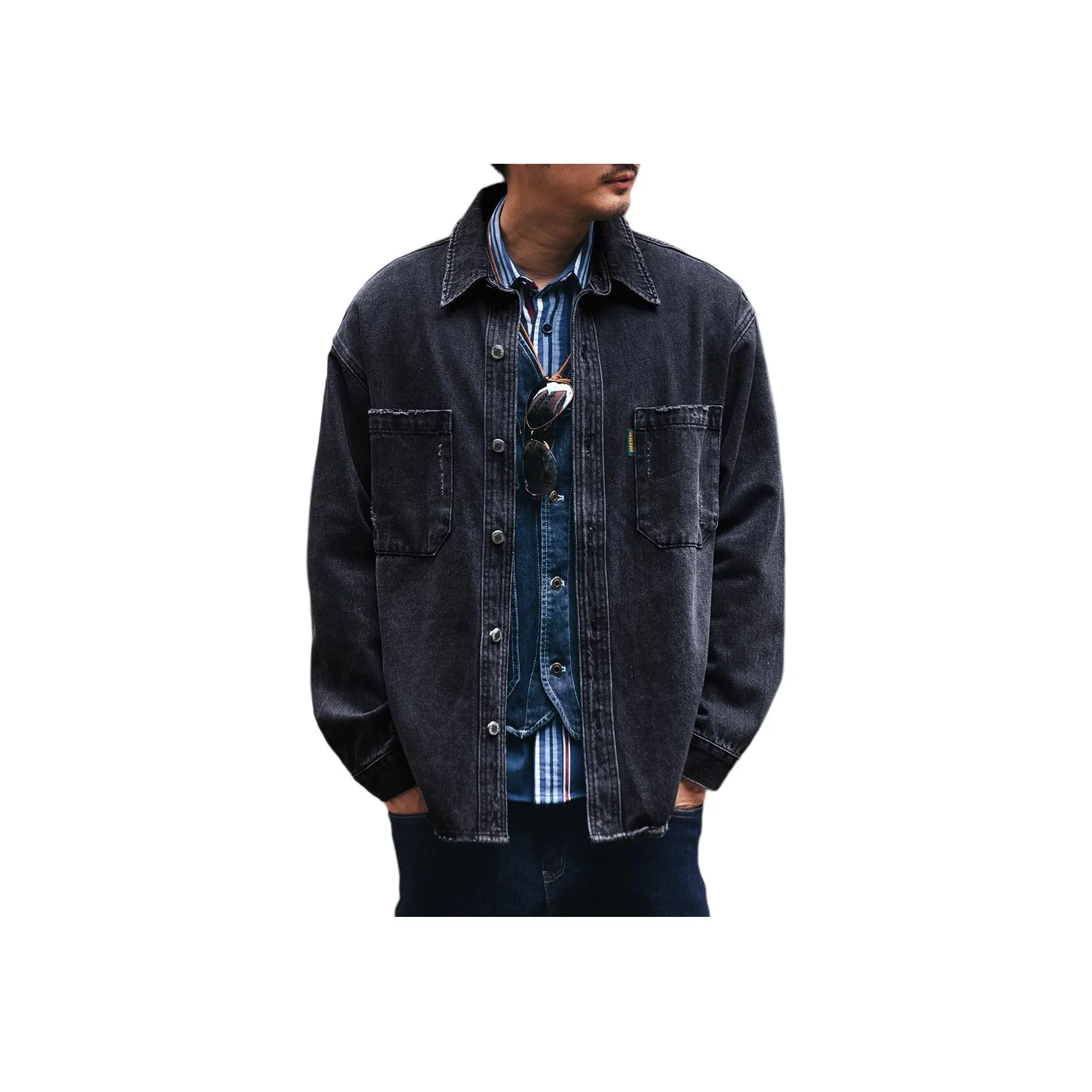 GELANLU Denim Jacket Men's Blue