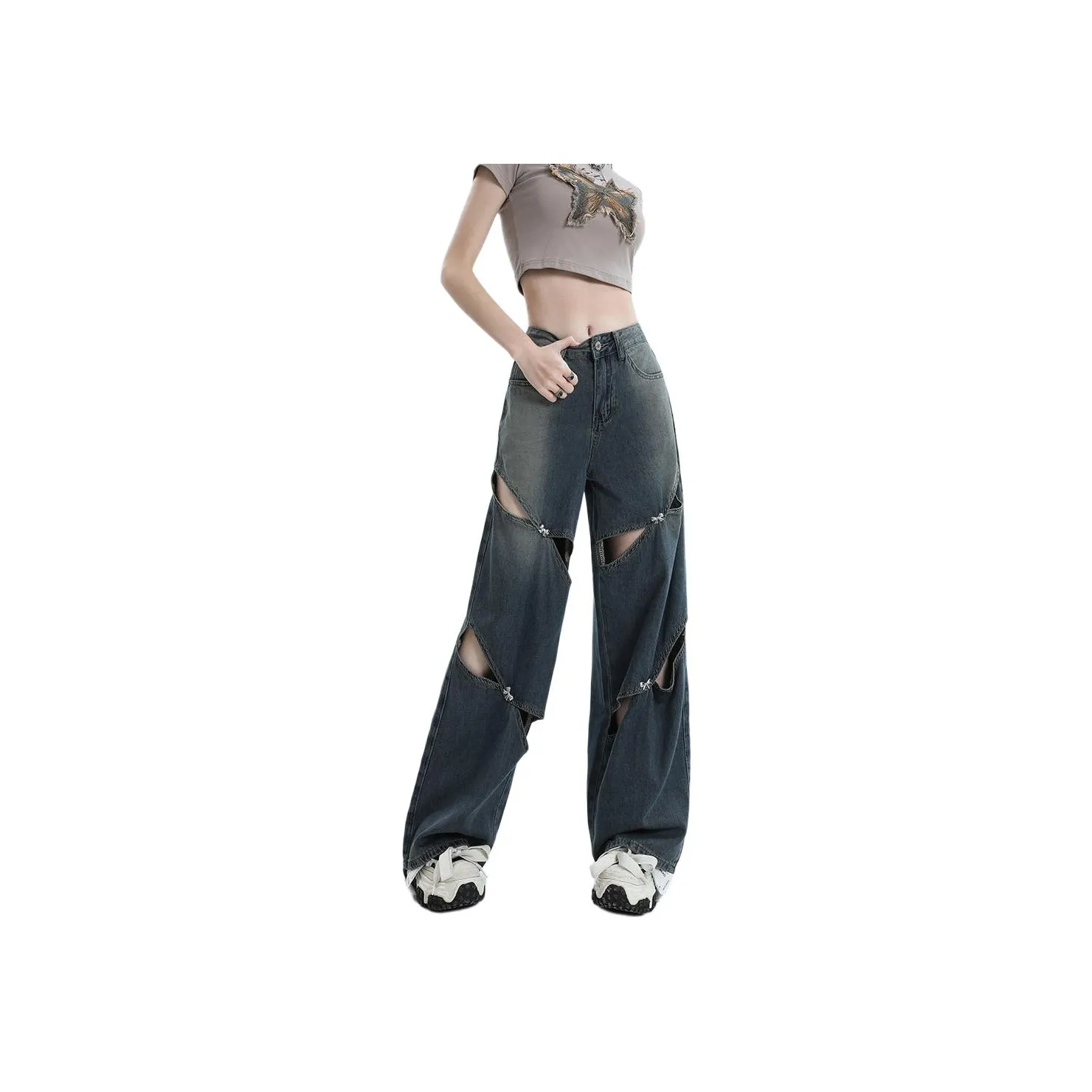 MUCCHIC Винтажные синие женские джинсы