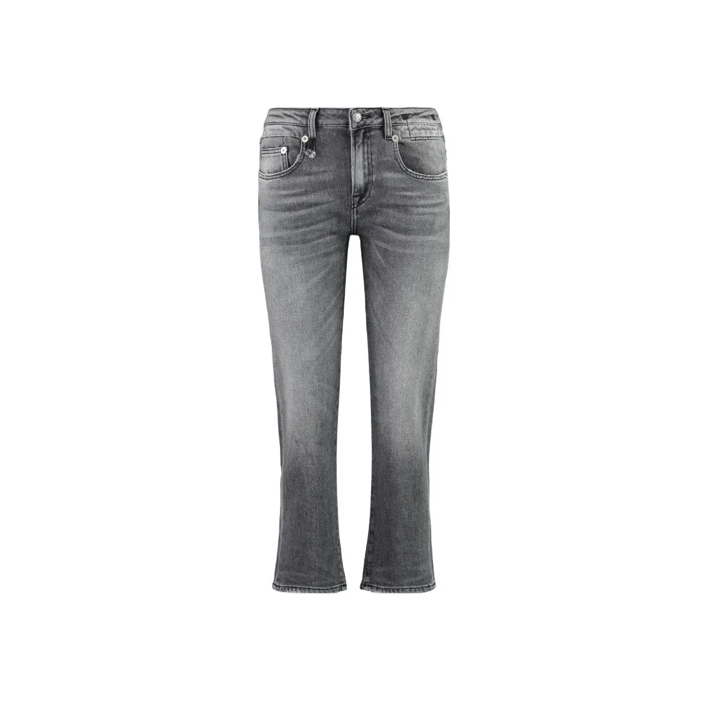R13 Mid Rise Distressed Edge Jeans