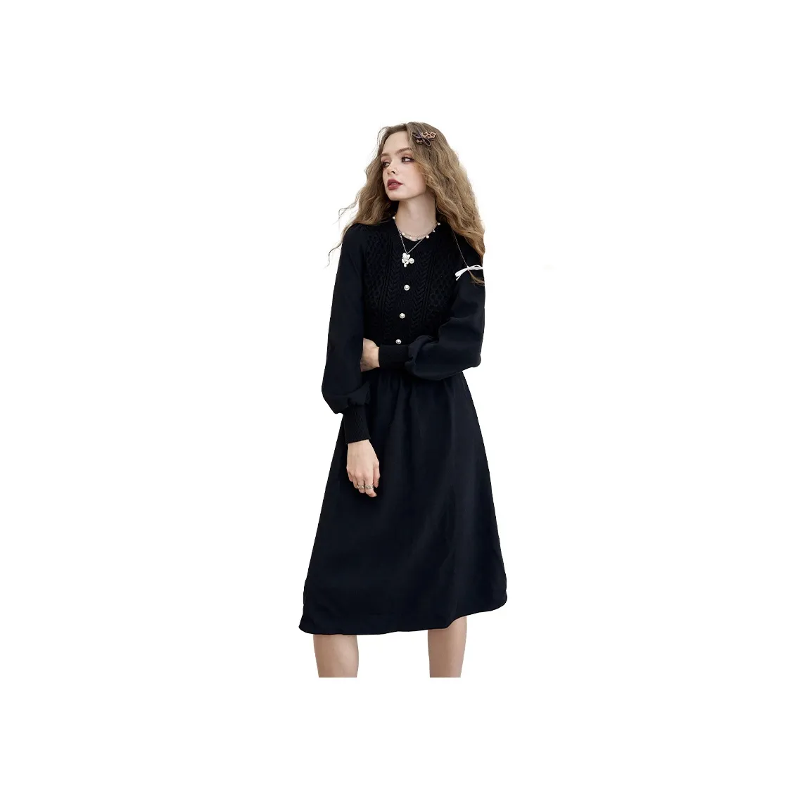ELF SACK Long Sleeved Dress Women's Black