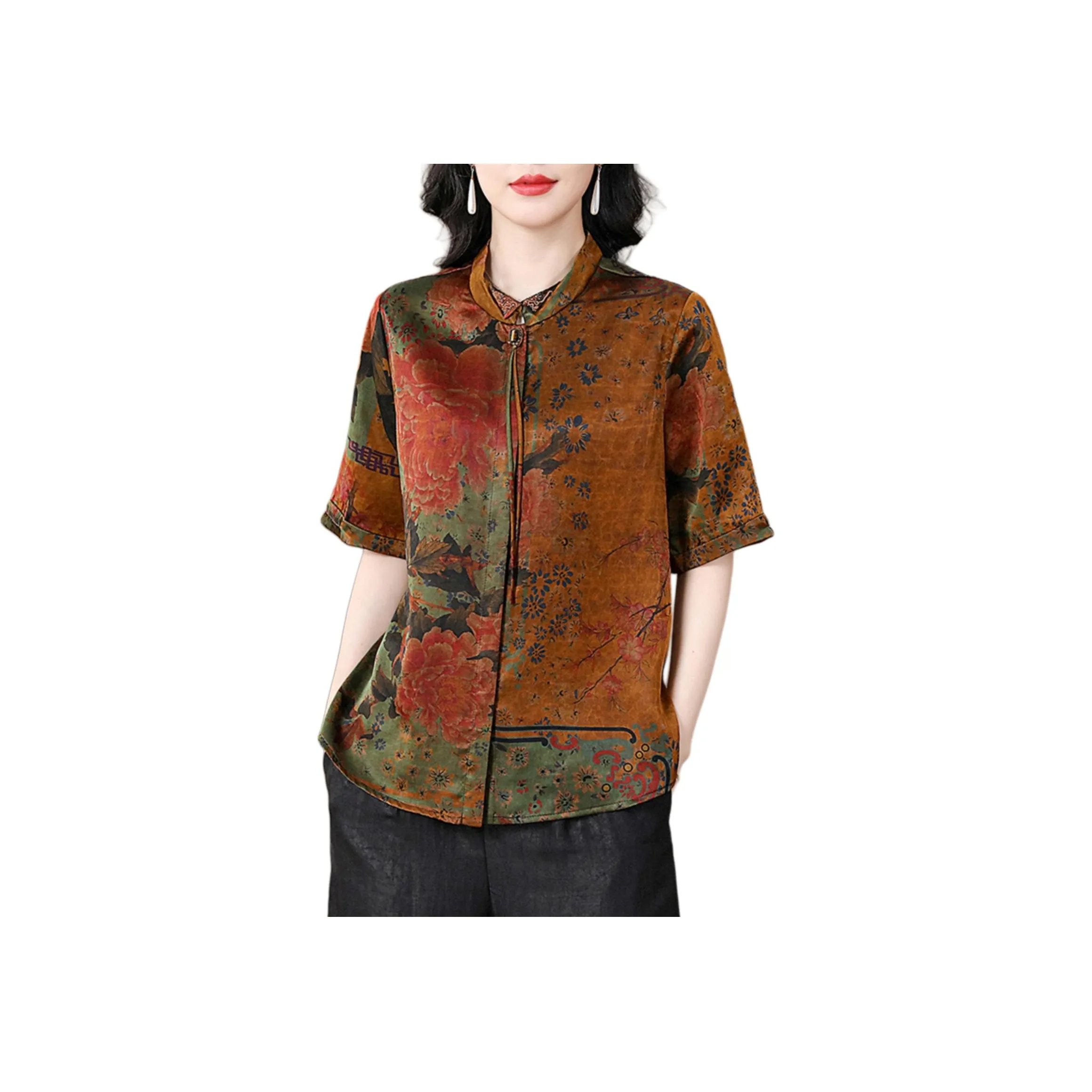 Yi Mengyuan Silk Shirt Women's Caramel
