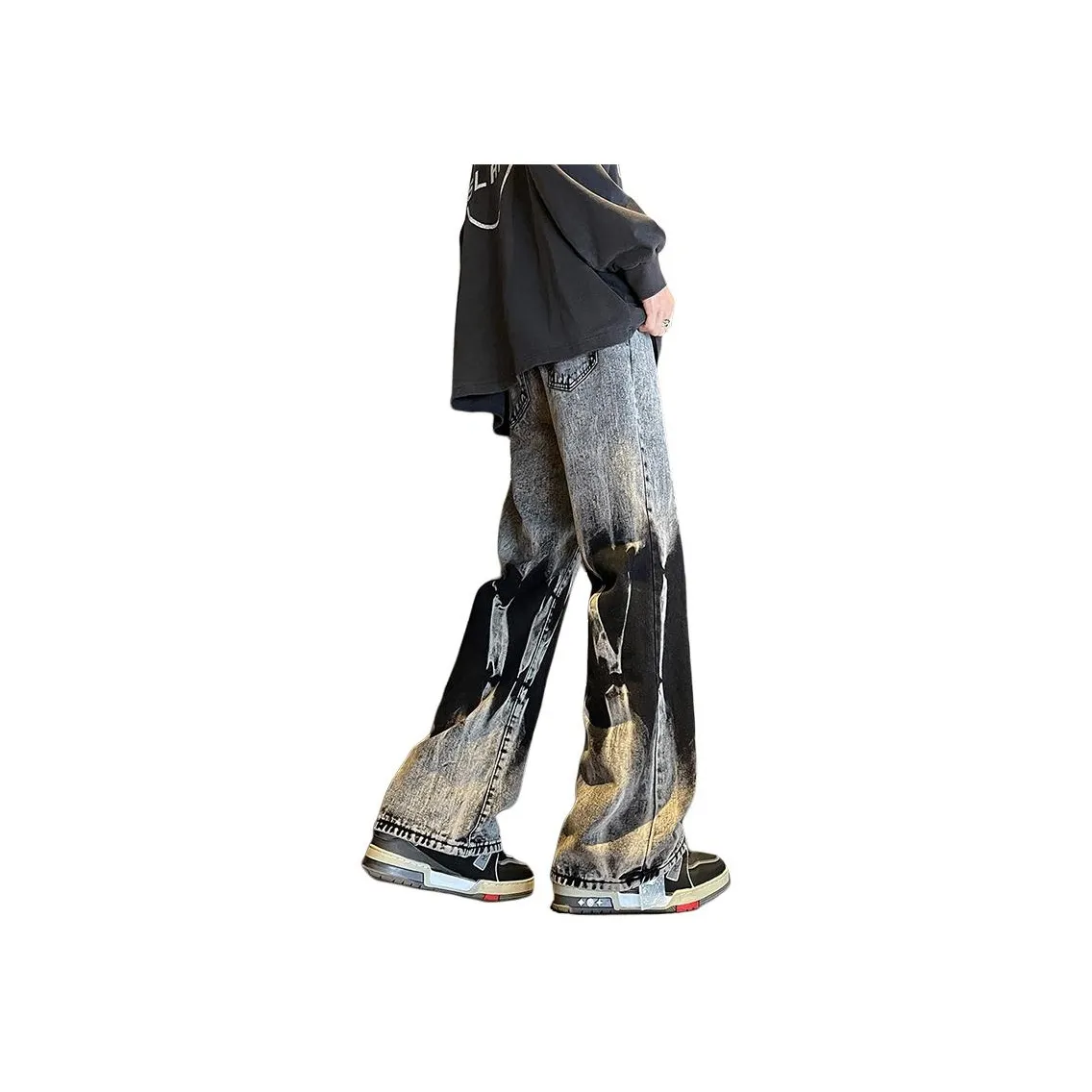 ROSECREED Fashion Essentials Jeans Unisex Black Gray Classic Color Scheme