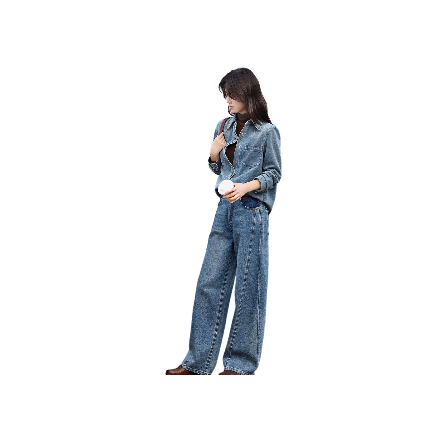 XWI Джинсовый синий Женские рубашки