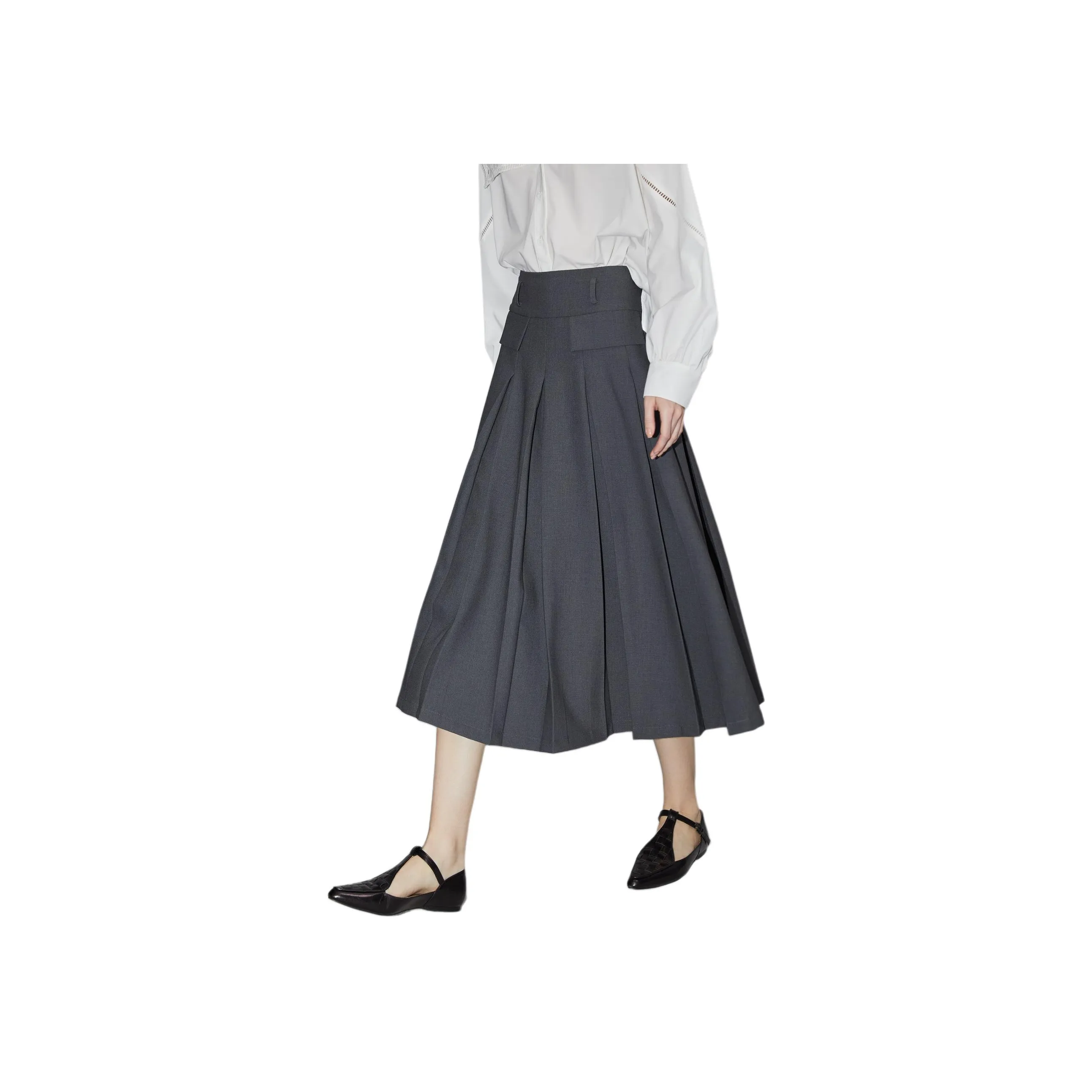 ELLE Повседневный Длинный Юбка Женская Серого цвета