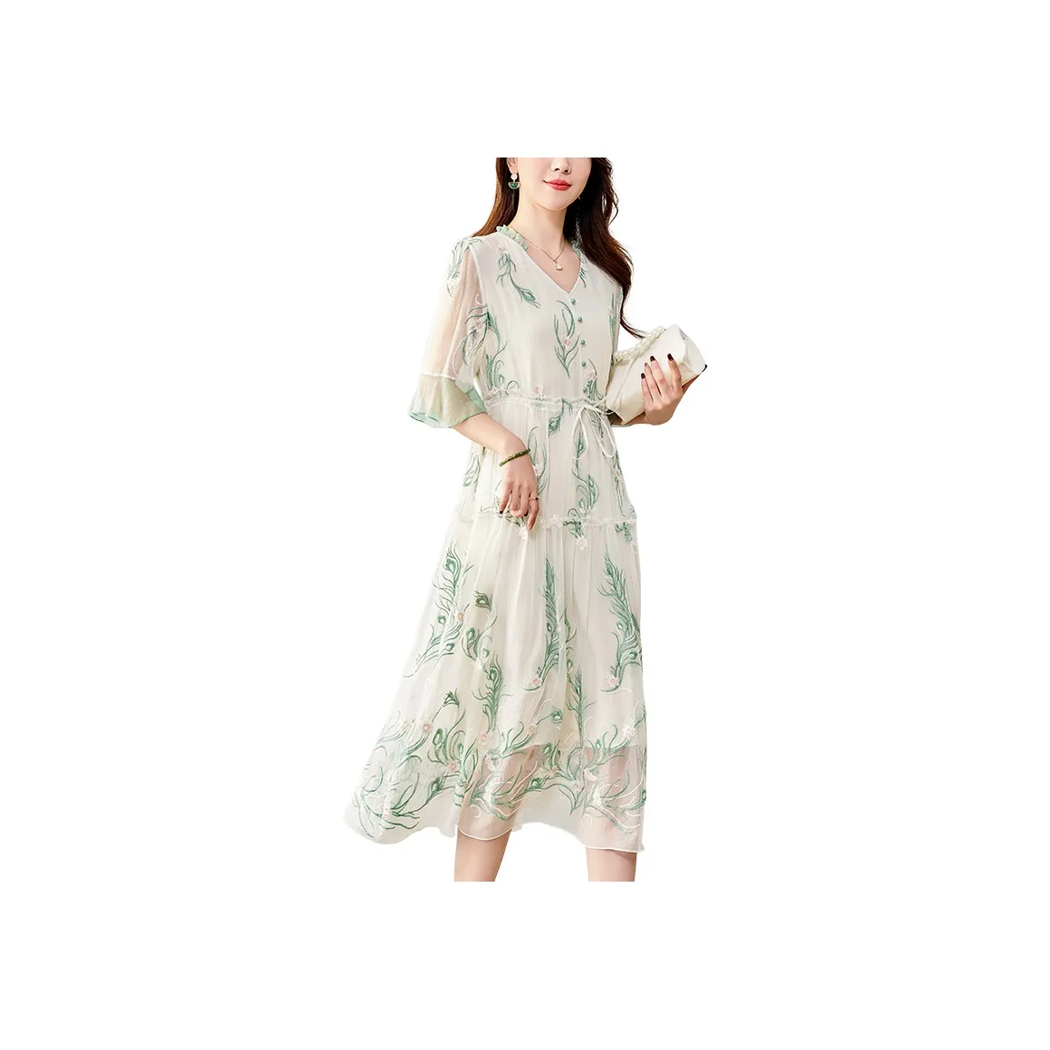 To The West Long Sleeved Dress Women's Green