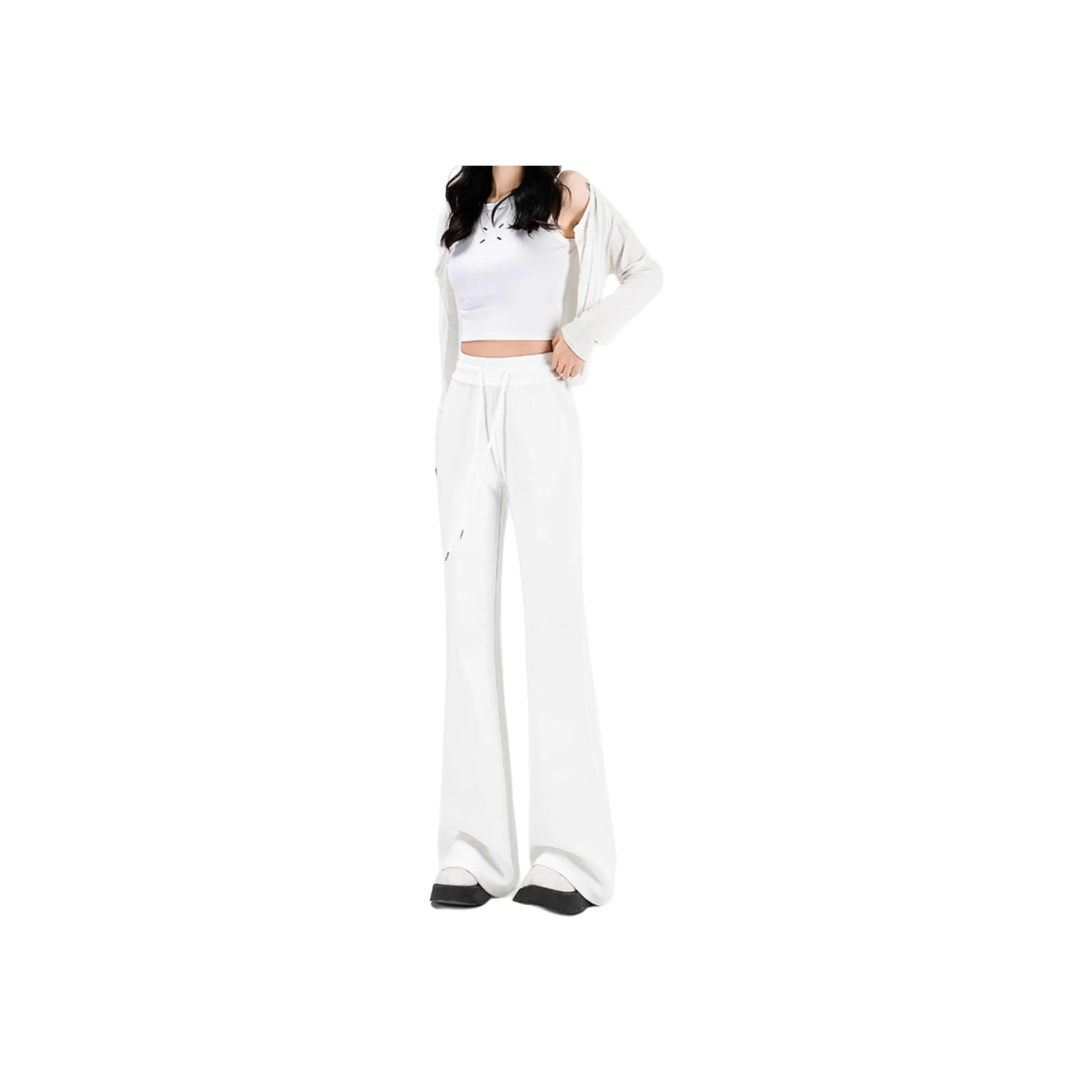Menglaini Casual Pants Unisex White
