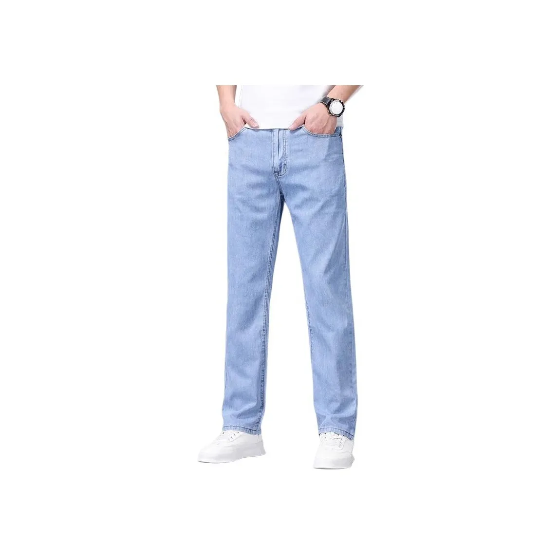 XIGUAN Песочный вымытый синий унисекс джинсы