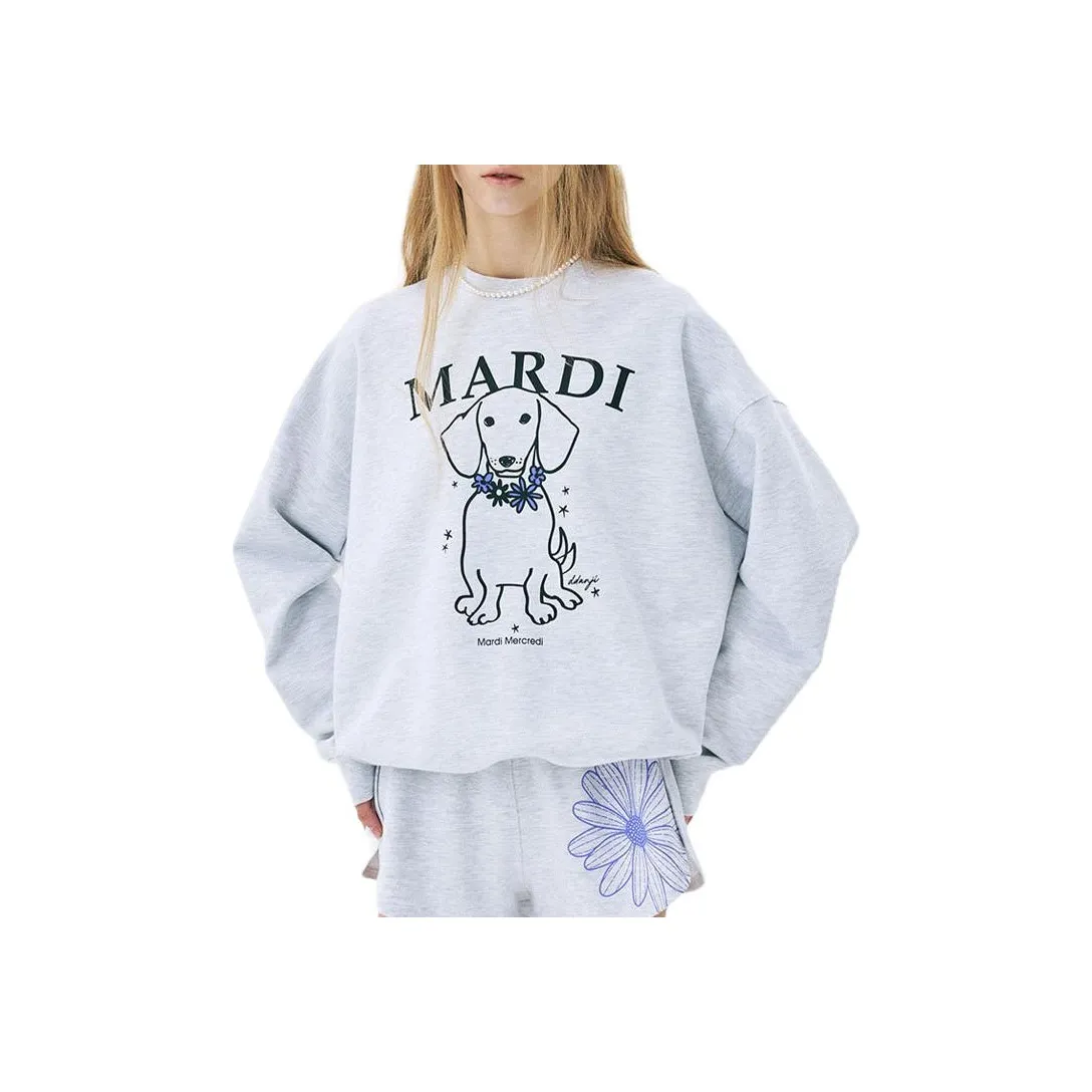 MARDI MERCREDI Wreath Puppy Heather Purple Women's Sweatshirts MARDI MERCREDI Wreath Puppy Вереск Фиолетовый Женские Свитшоты