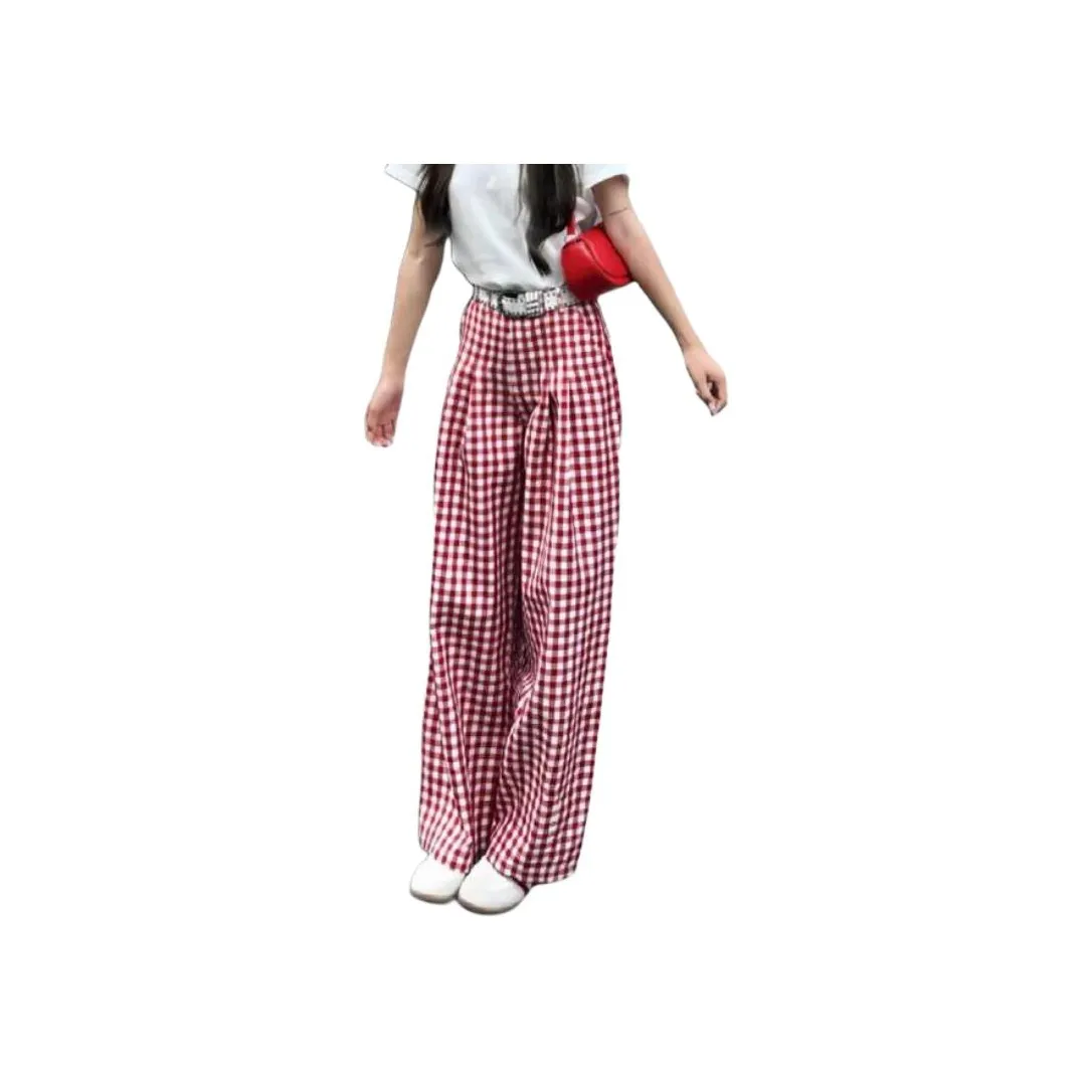 MUCCHIC Женские Повседневные Брюки в Красной Клетке