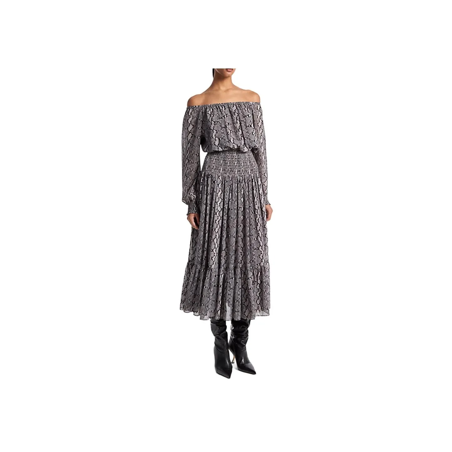 MICHAEL KORS Boat neck Smocked Maxi Dress