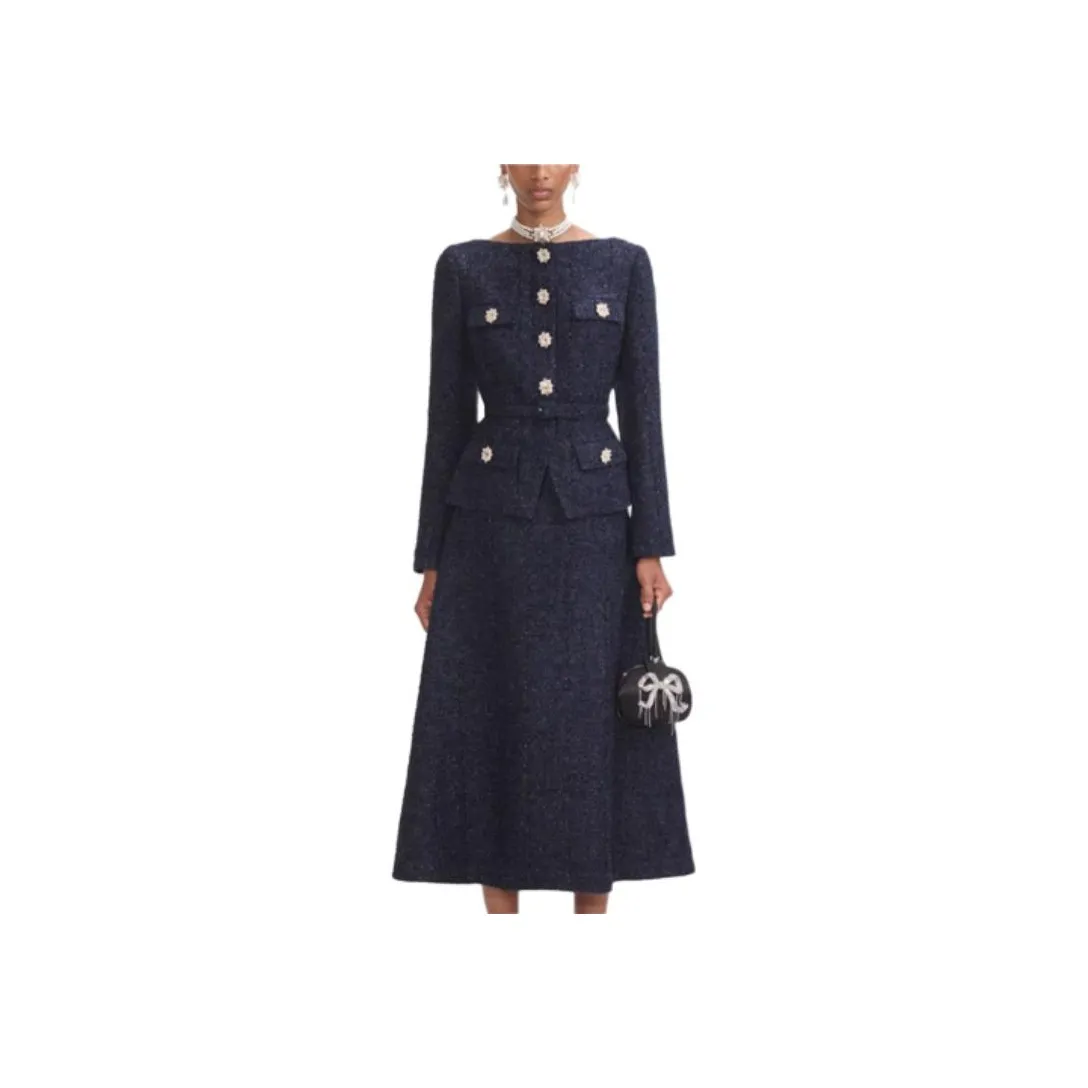 Self portrait Knitted Peplum Midi Dress