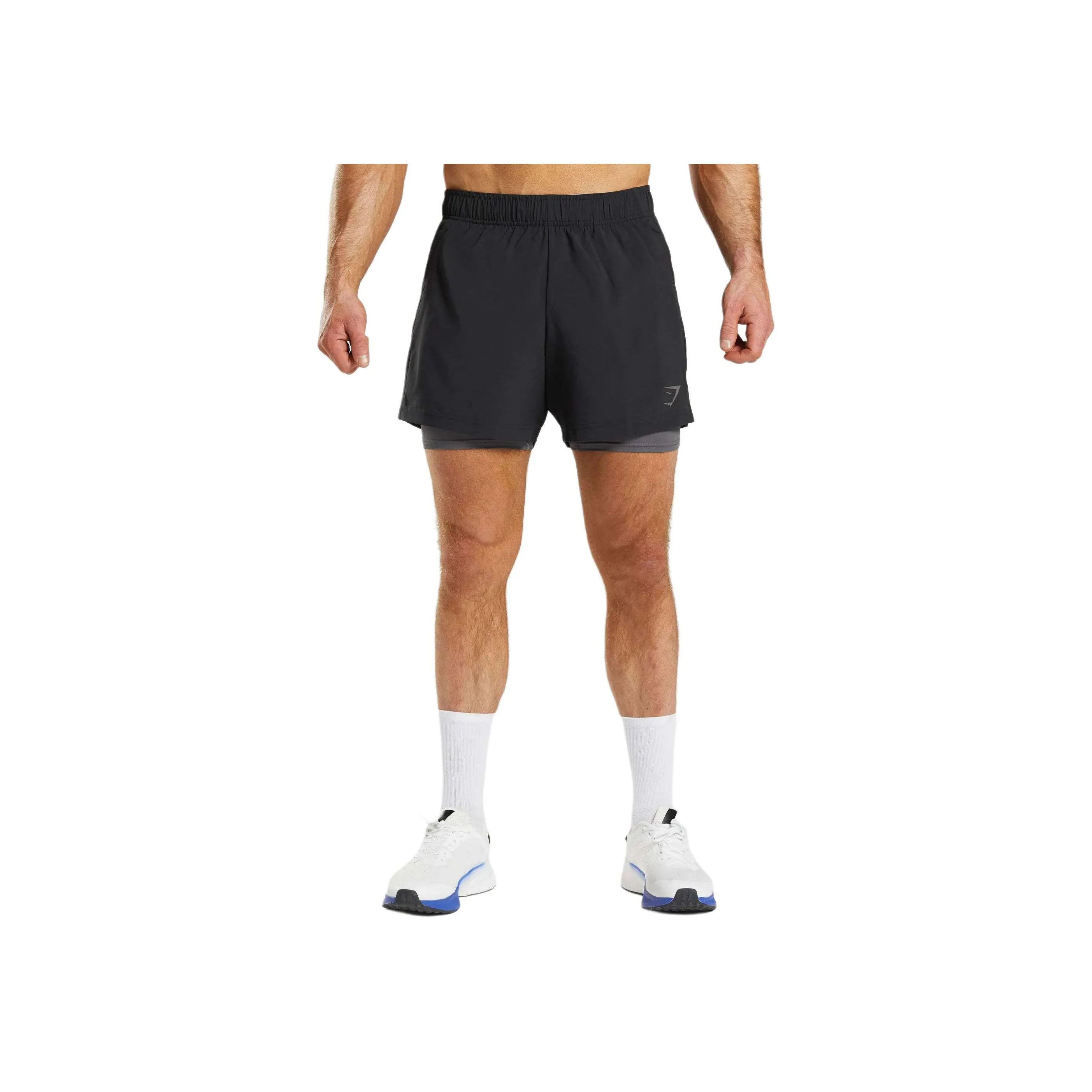 GYMSHARK Спортивные шорты 5' 2 IN 1 Повседневные шорты Мужские Черные