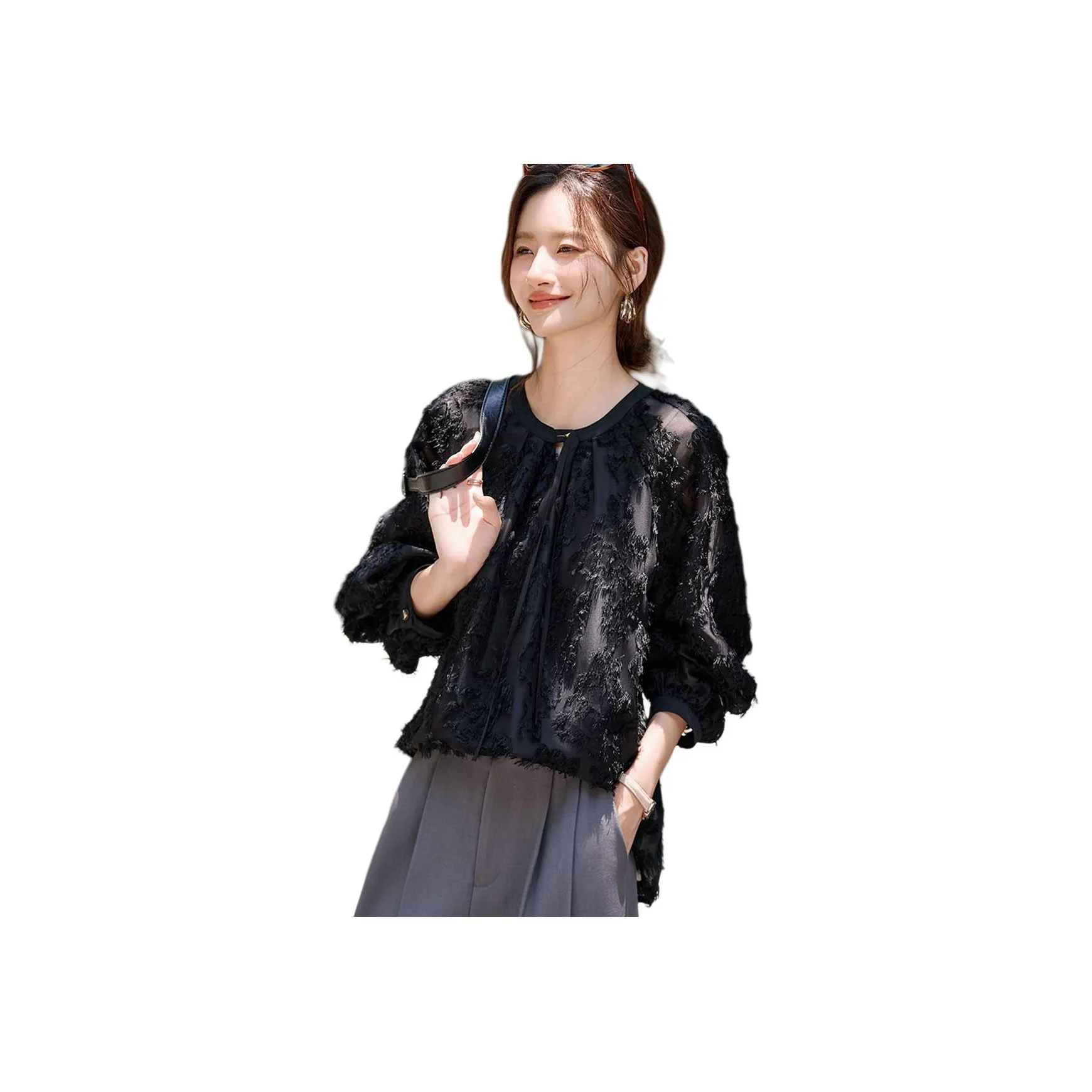 SHANGJING Черные Женские Рубашки