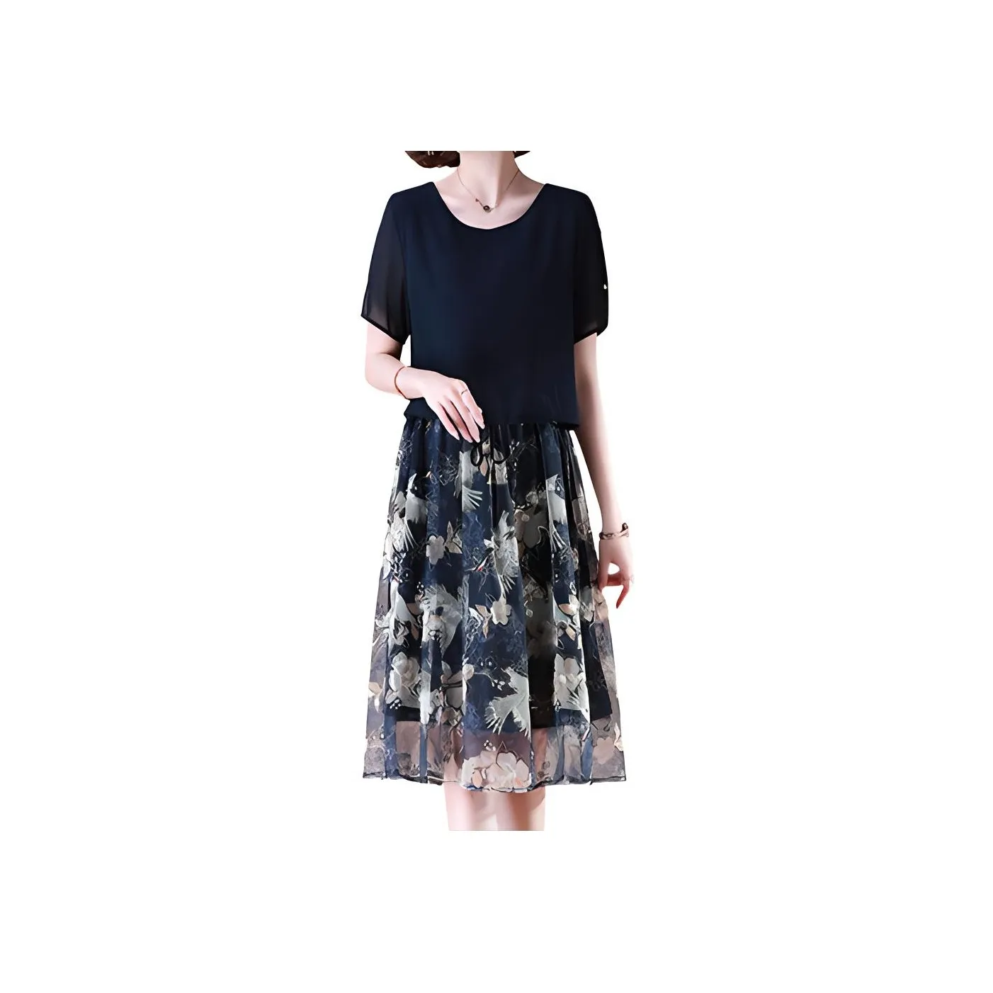 Mapping Short Sleeved Dress Women's Navy Blue