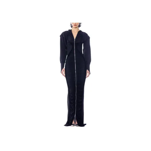SAMI MIRO VINTAGE Black Женские Длинные Платья с Рукавами