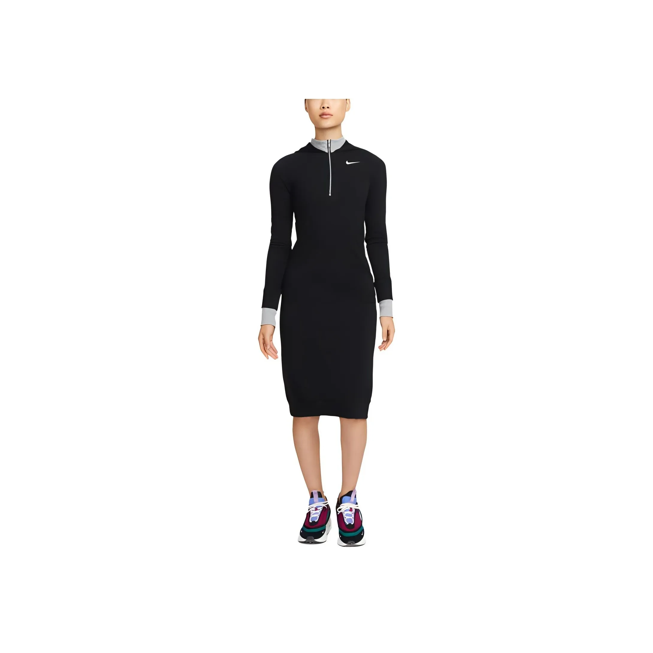 Nike Long Sleeved Dresses Women's Black/Toned Dark Gray/Dark Smoke Gray/Sail White