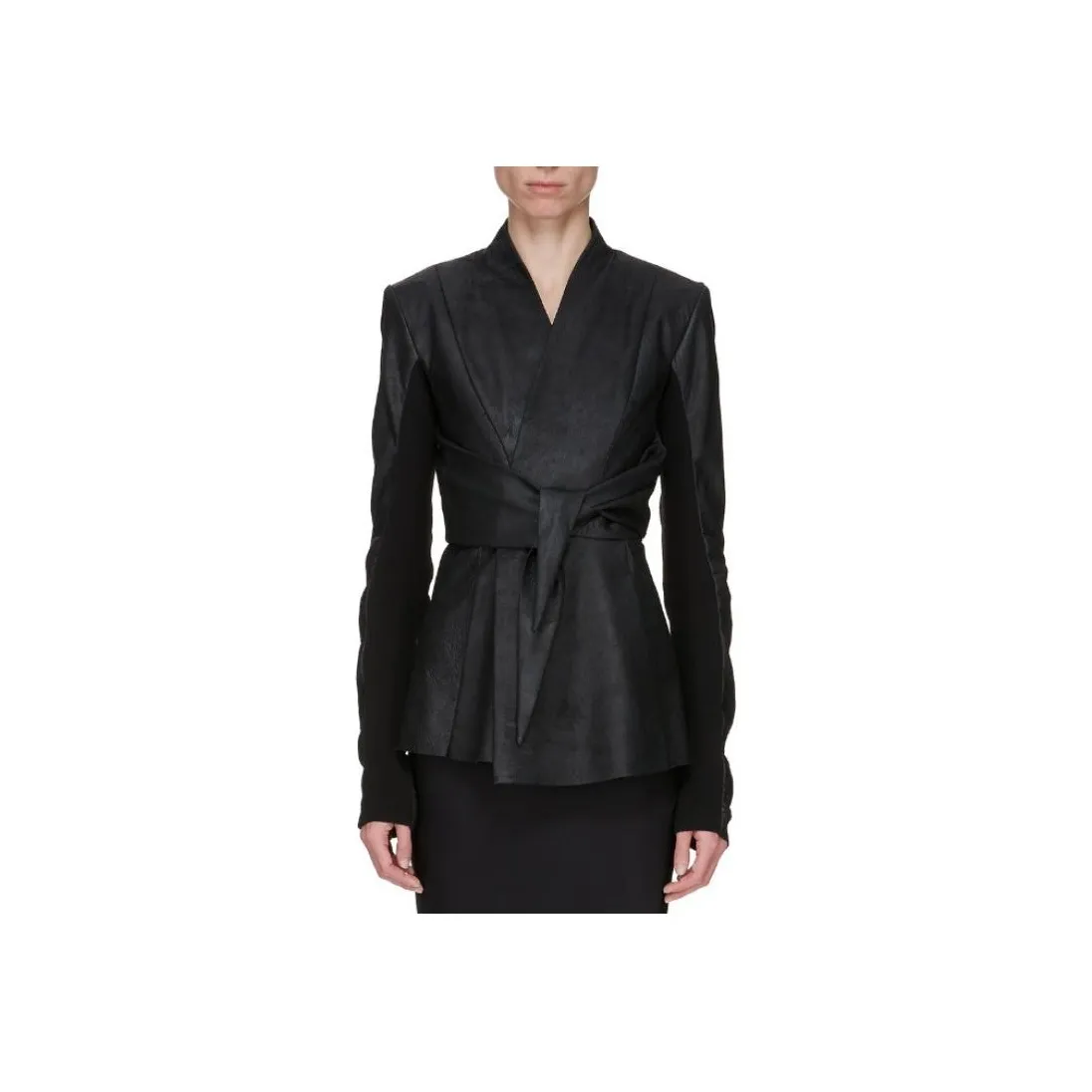 RICK OWENS Pelle Giacca Long Sleeve Strutter 'Black'