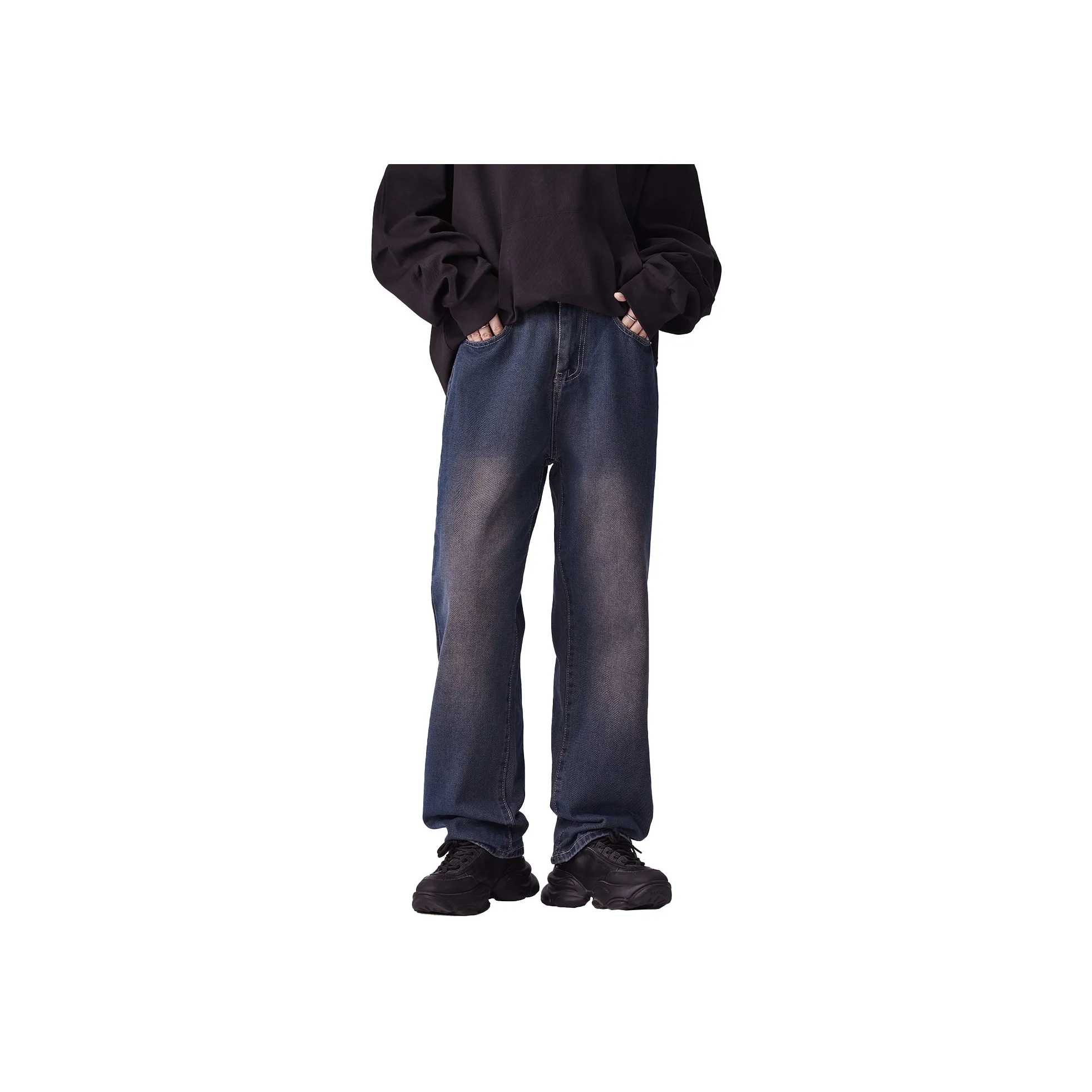 Pimio Джинсы Унисекс Винтаж Синий Фиолетовый