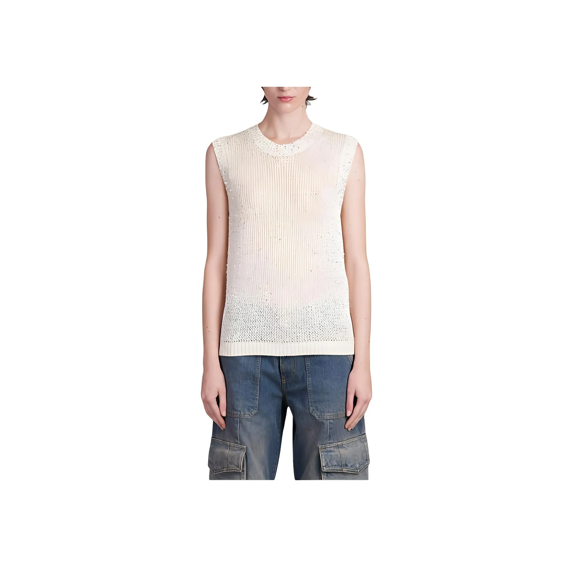 Golden Goose Deluxe Brand Sequined Mesh Knitted Tank Top