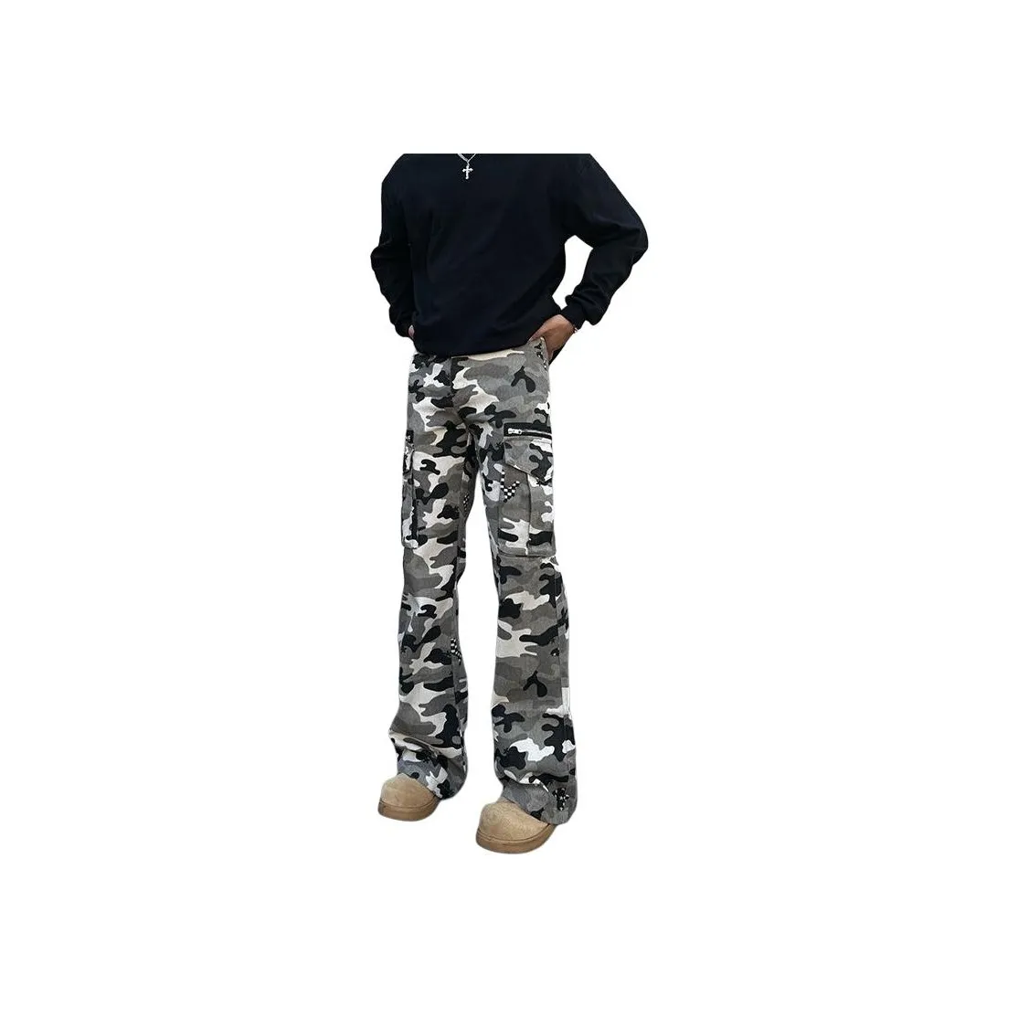 Menglaini Jeans Unisex Camouflage Pants
