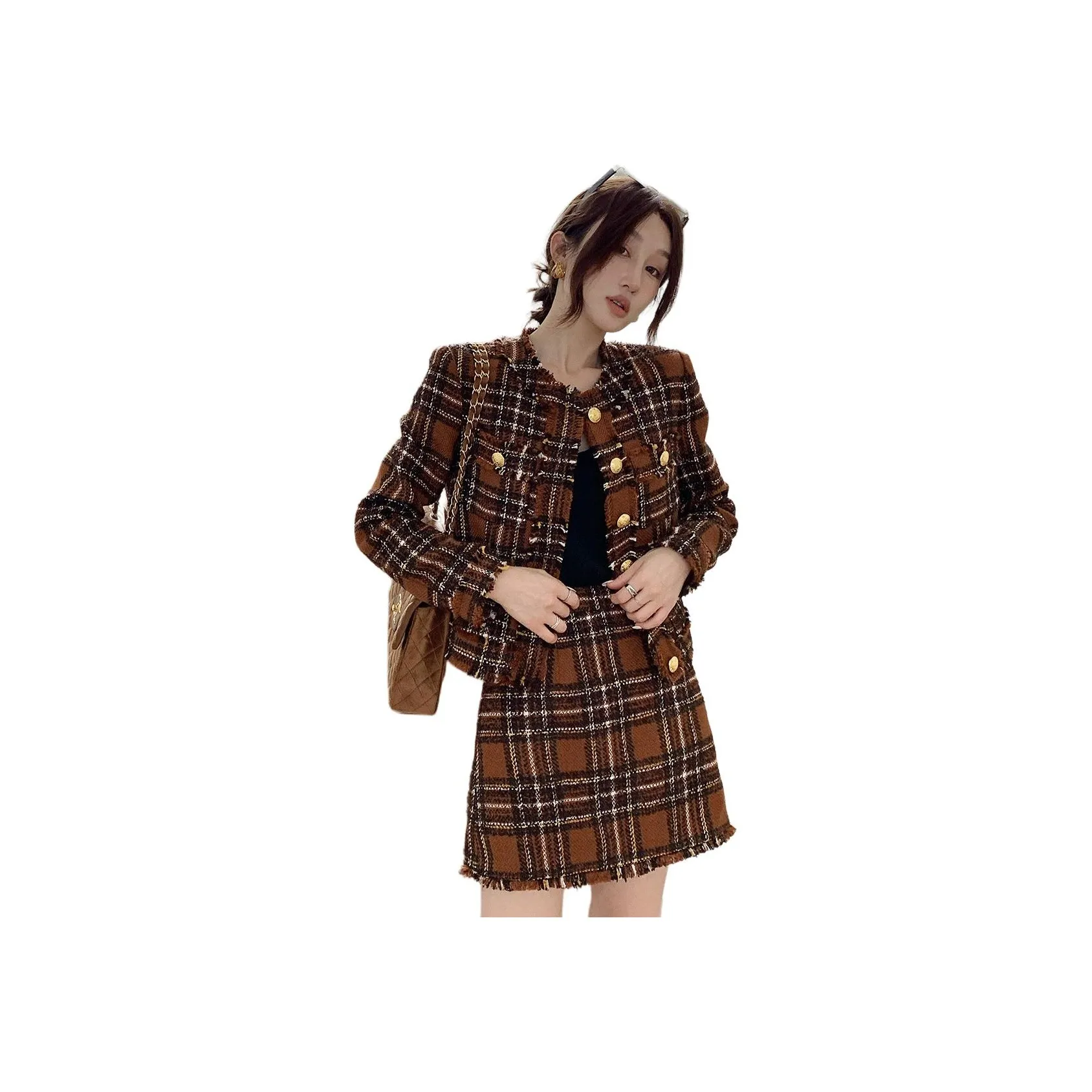 NANING9 Комплект с юбкой Женские Оранжевый