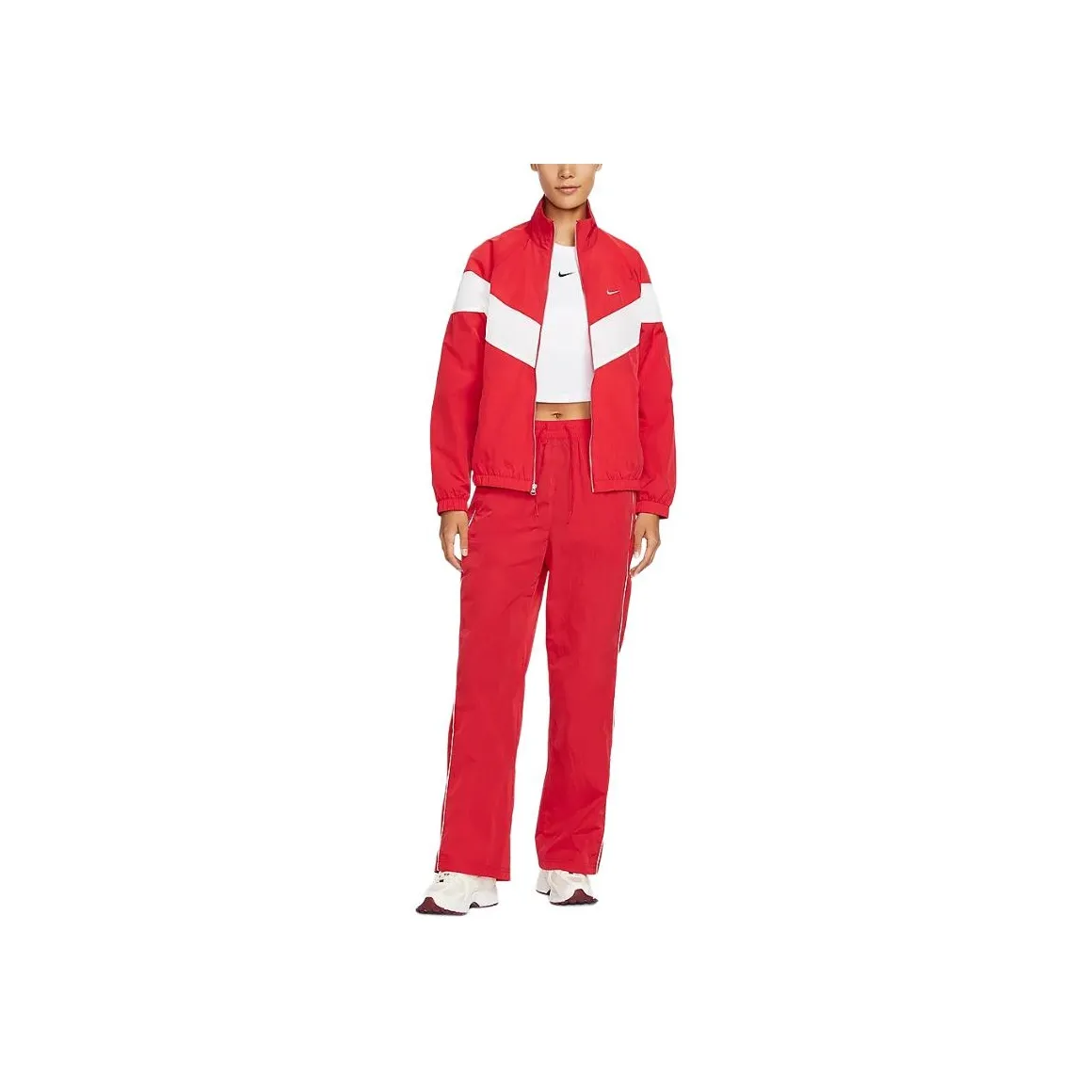 nike Куртка Женская Университетский Красный Парусный Белый