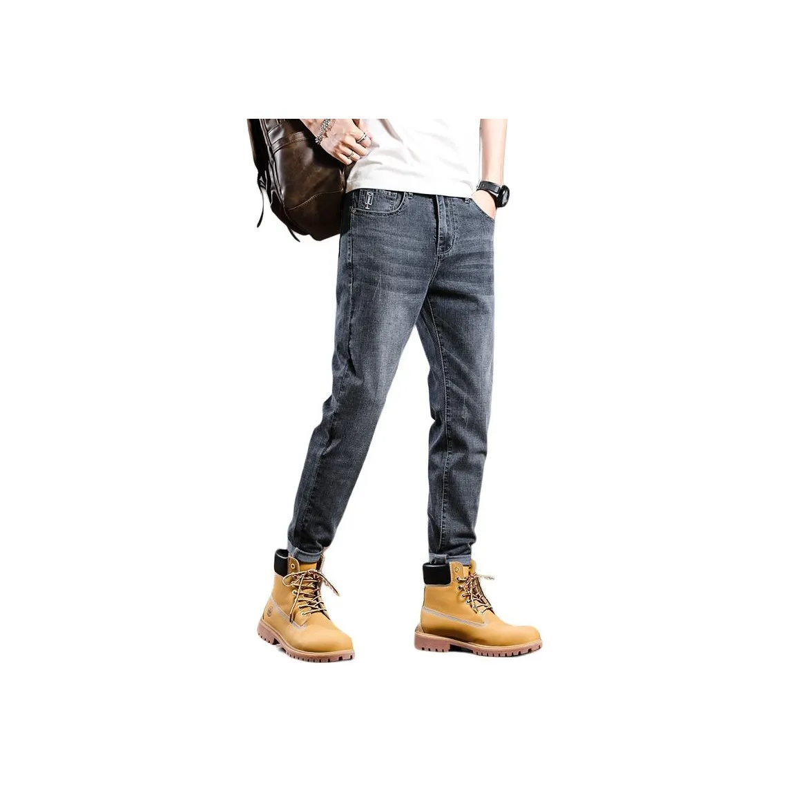 MG Голубо-серые Унисекс Джинсы