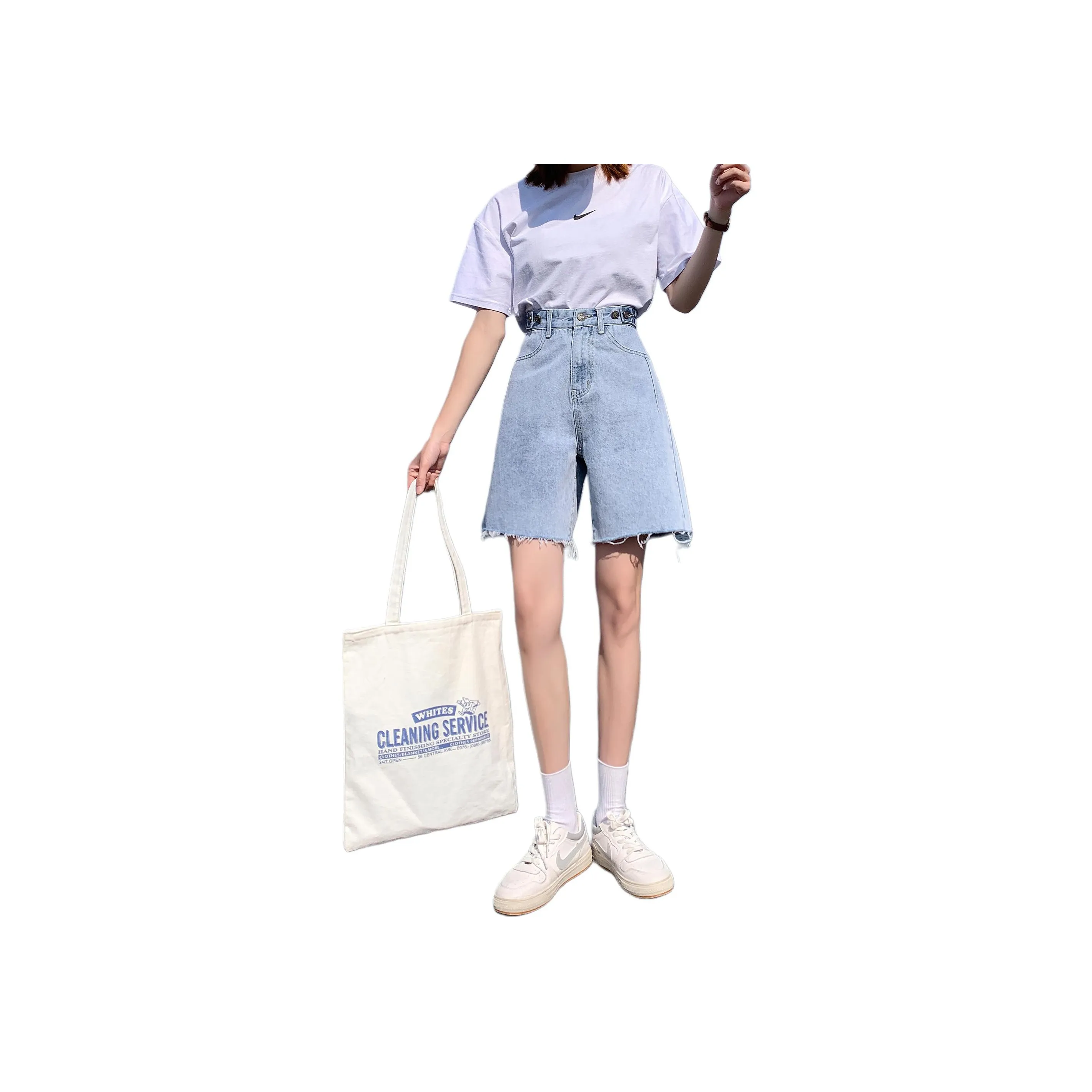 Wen Shan Светло-синие брюки длиной до колена, женские, джинсовые шорты