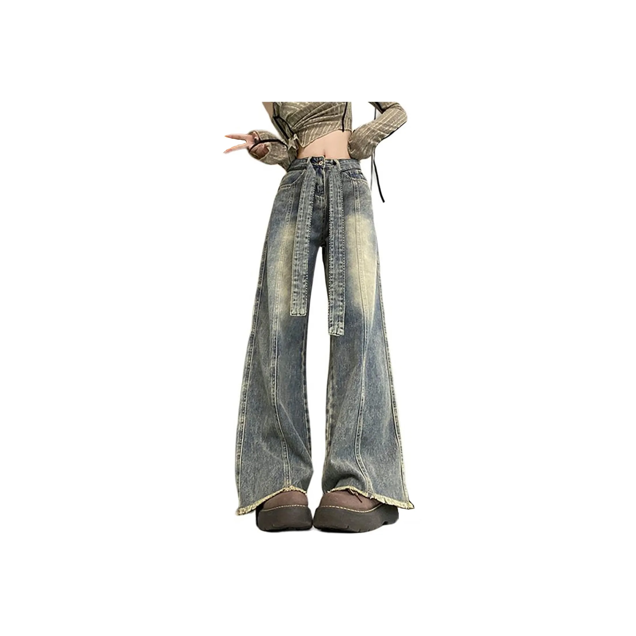 Menglaini Jeans Women's Nostalgic Blue
