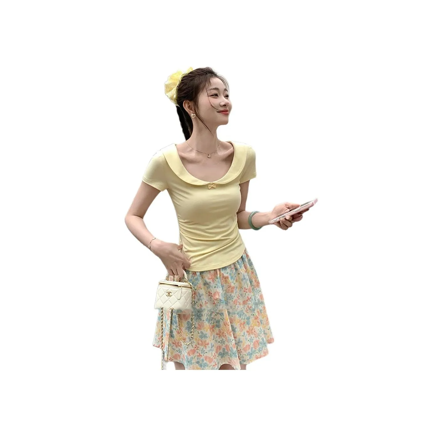 SDN by41 Желтый Одежда Наборы Женские Комплекты с юбкой