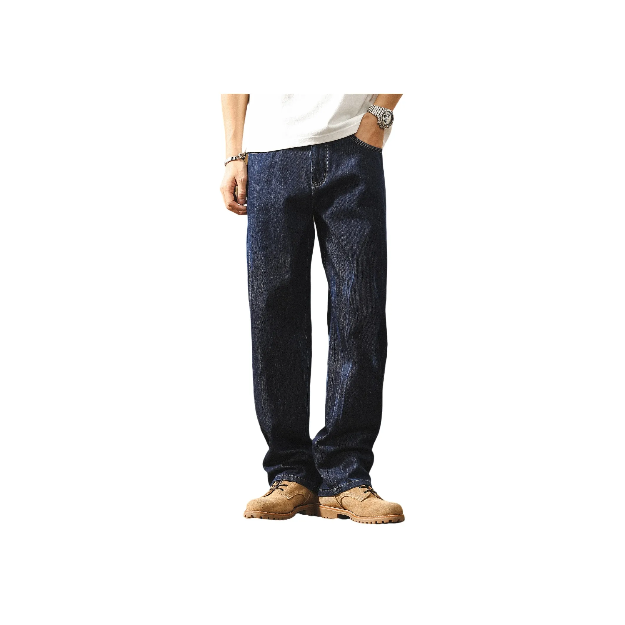 JIELEINUO Оригинальные джинсы, синий цвет, унисекс