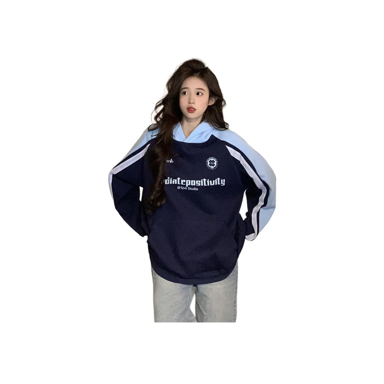 Mu Xiao Xin Синий Женский Свитшот