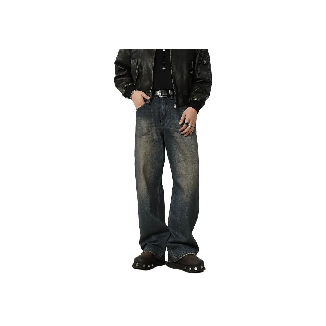 ZENGZHI Джинсы Унисекс Винтаж Синий